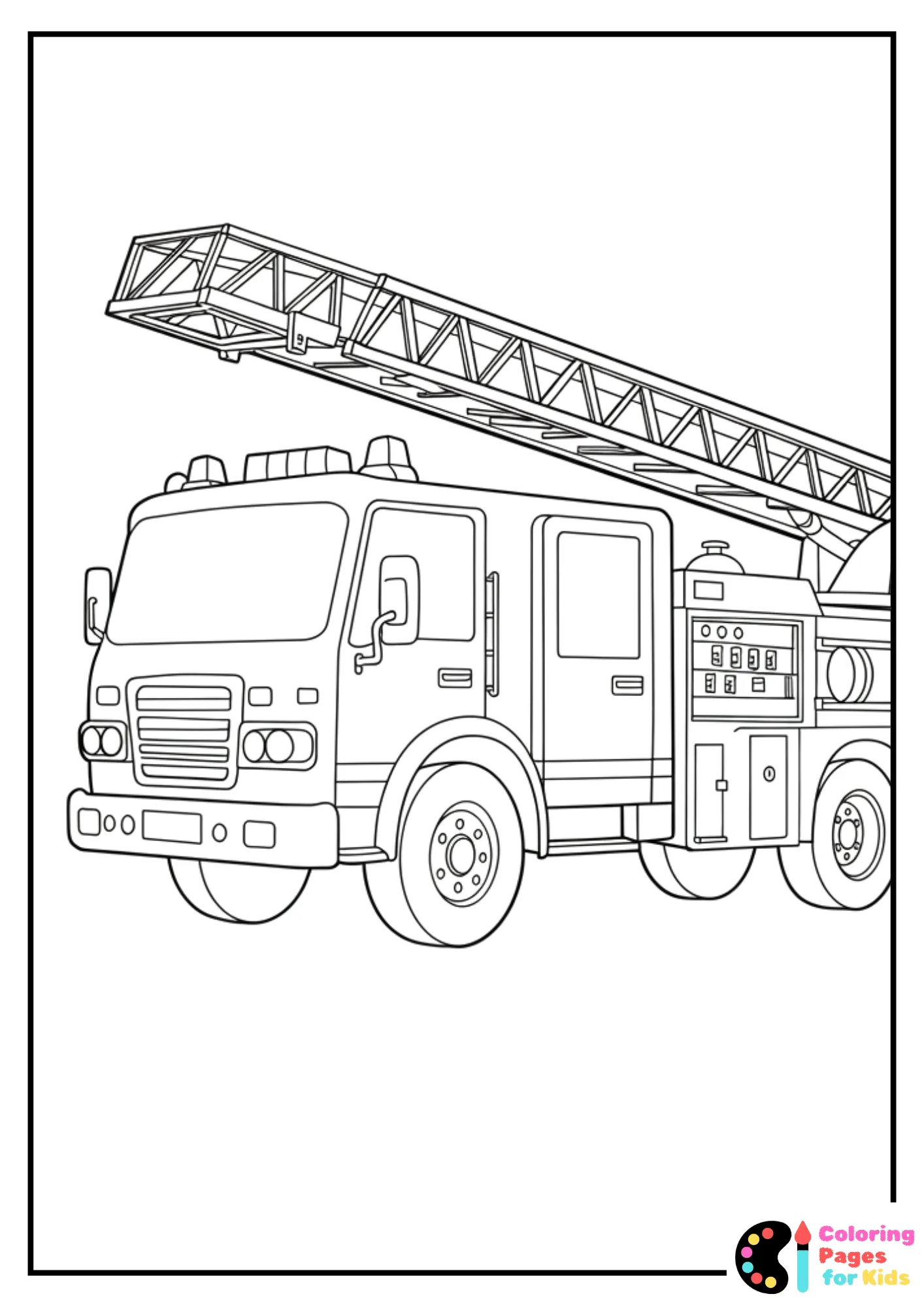 simple fire truck for kids coloring page