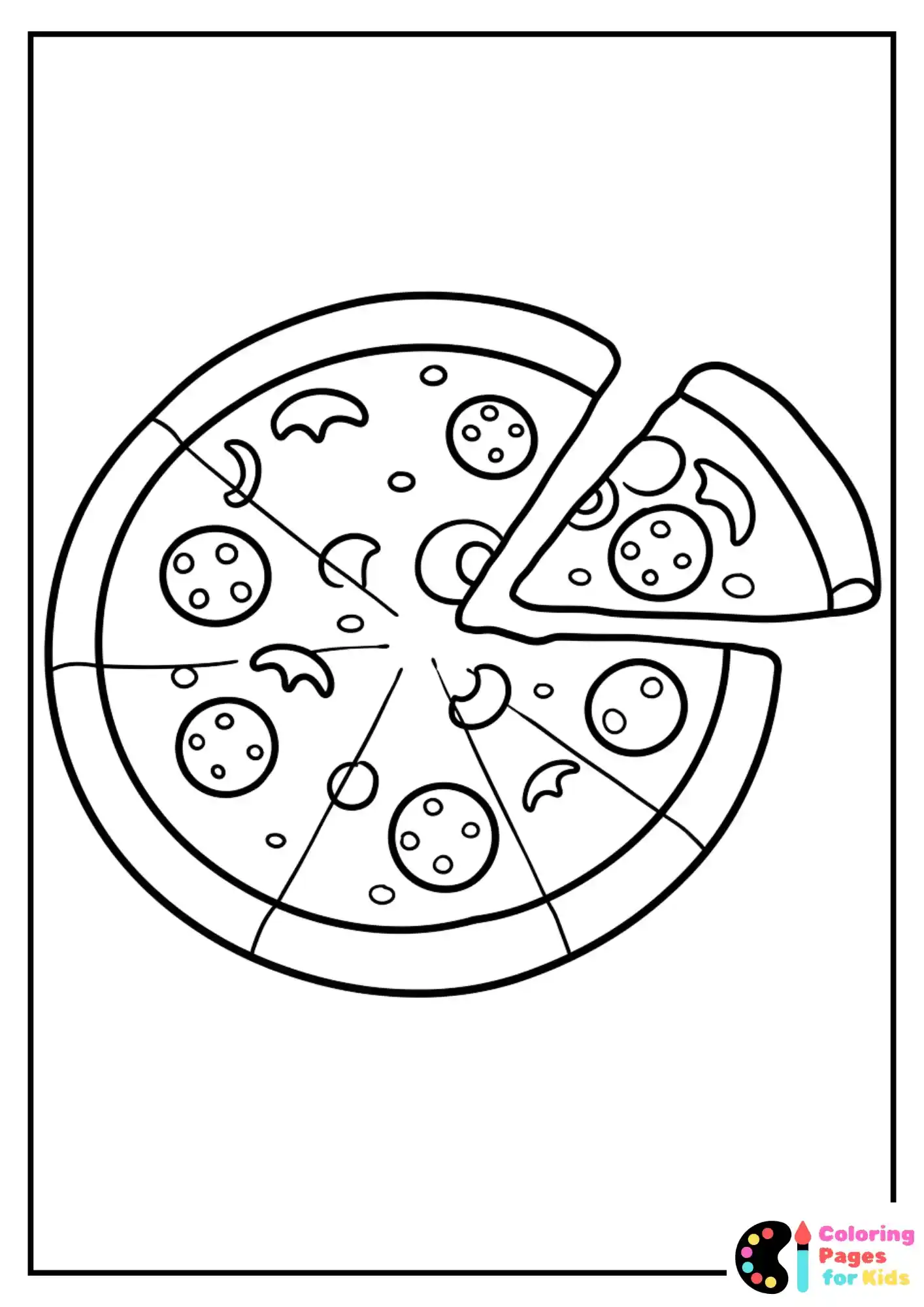 simple pizza outline coloring page