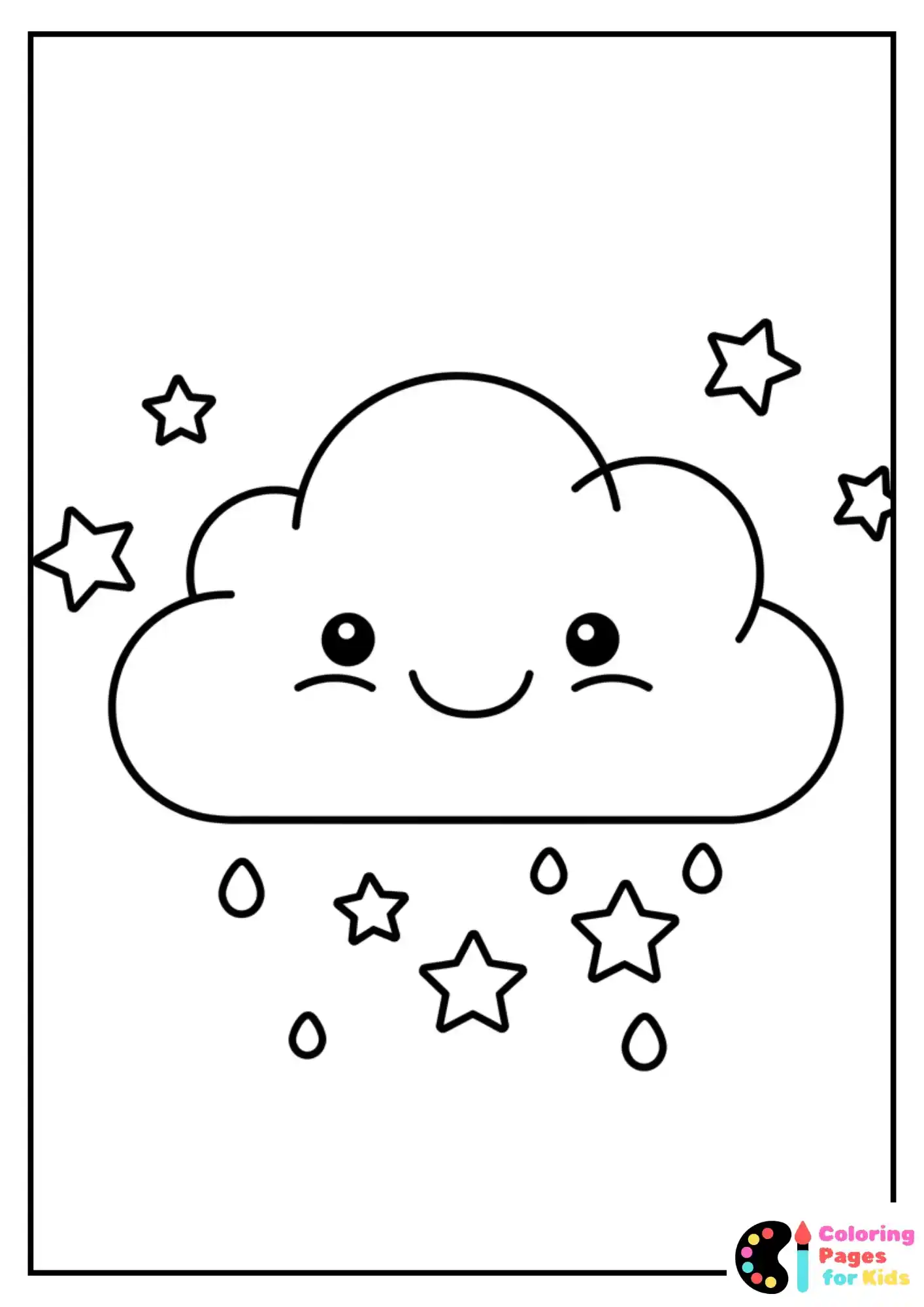 smiling cloud with stars coloring sheet