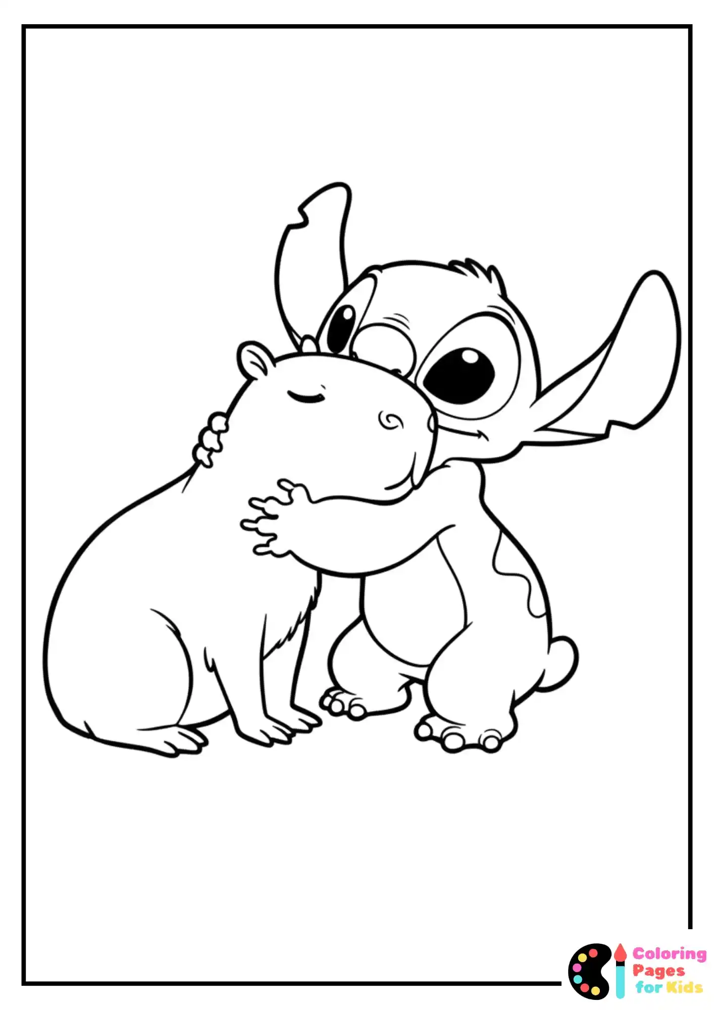 stitch with capybara coloring page