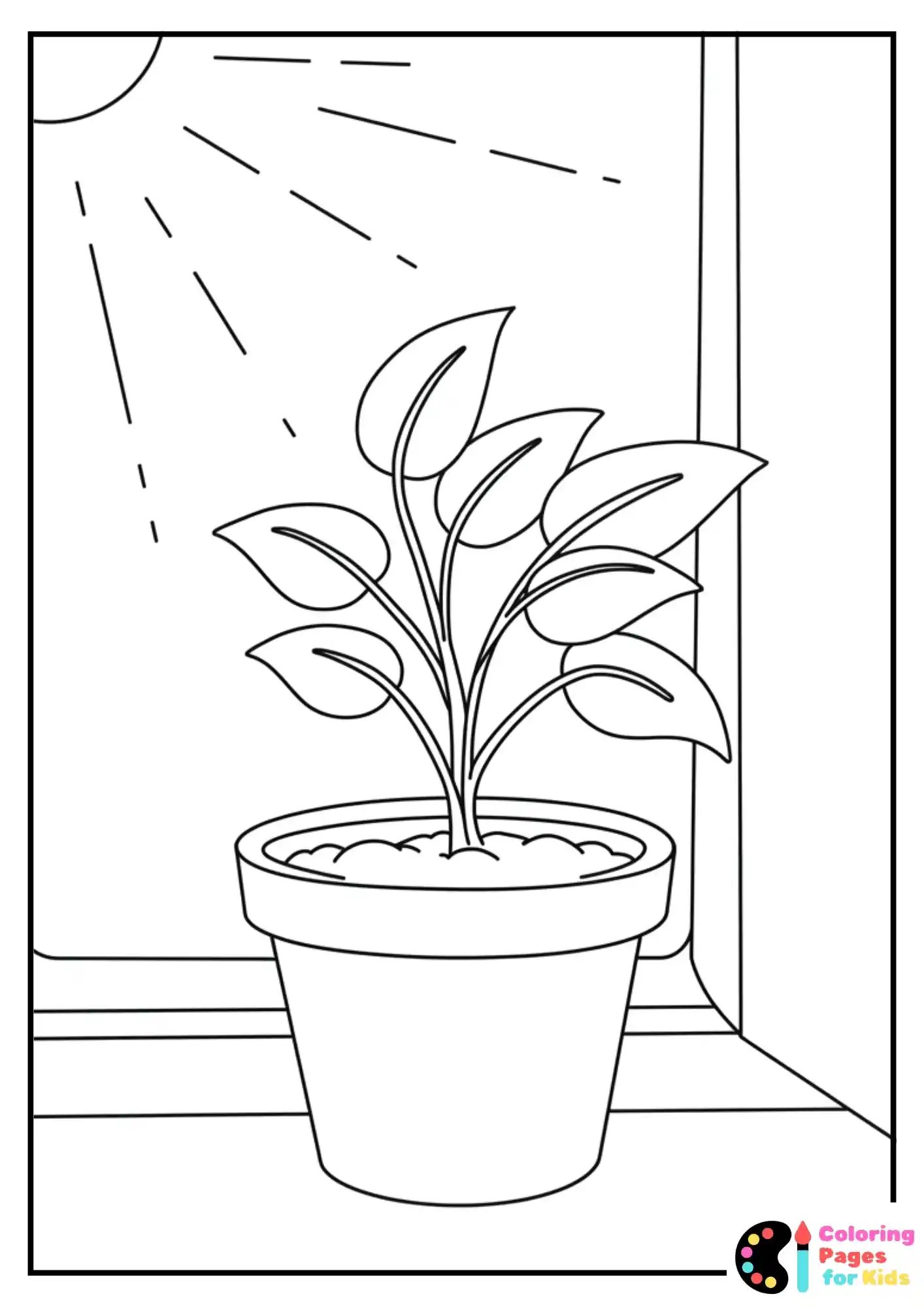 sunny window plant coloring sheet