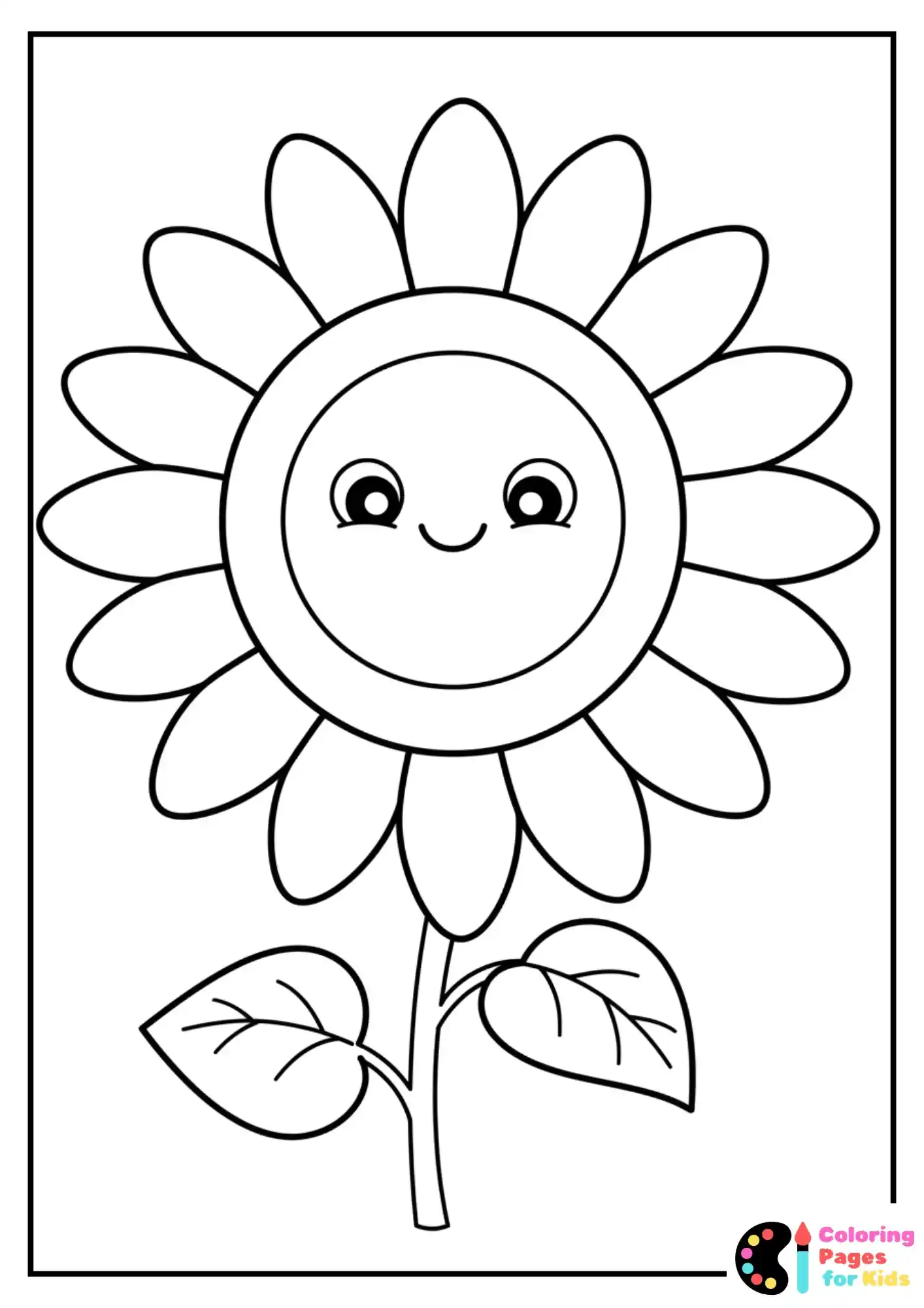 sunshine mood flower coloring sheet for preschoolers