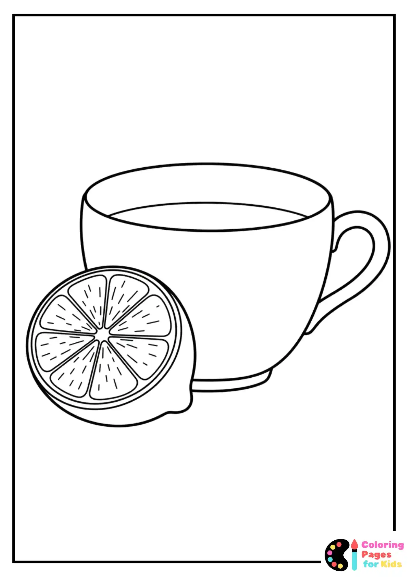 teacup and lemon coloring sheet