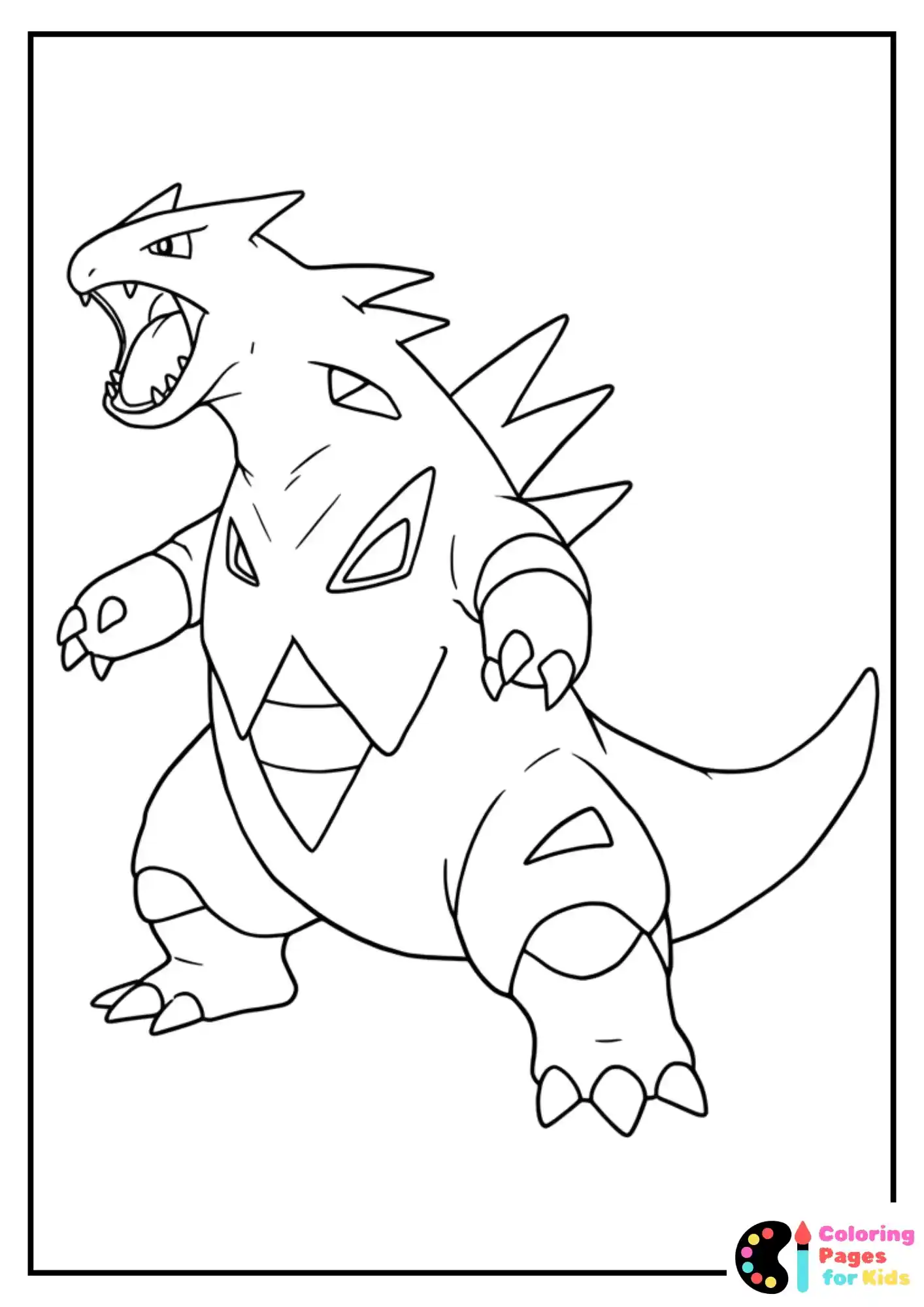 tyranitar roaring coloring page