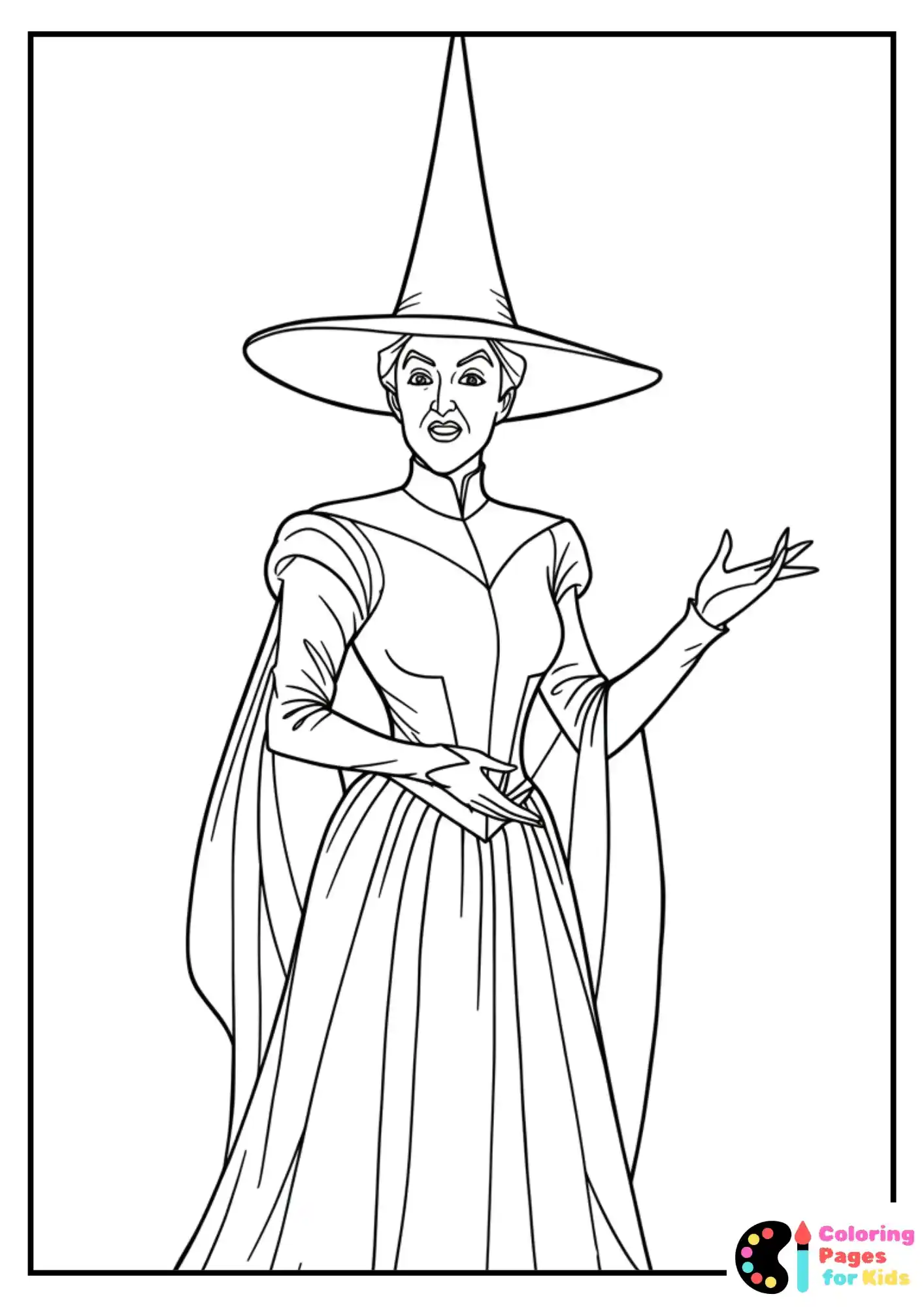 witch flying on broomstick coloring sheet