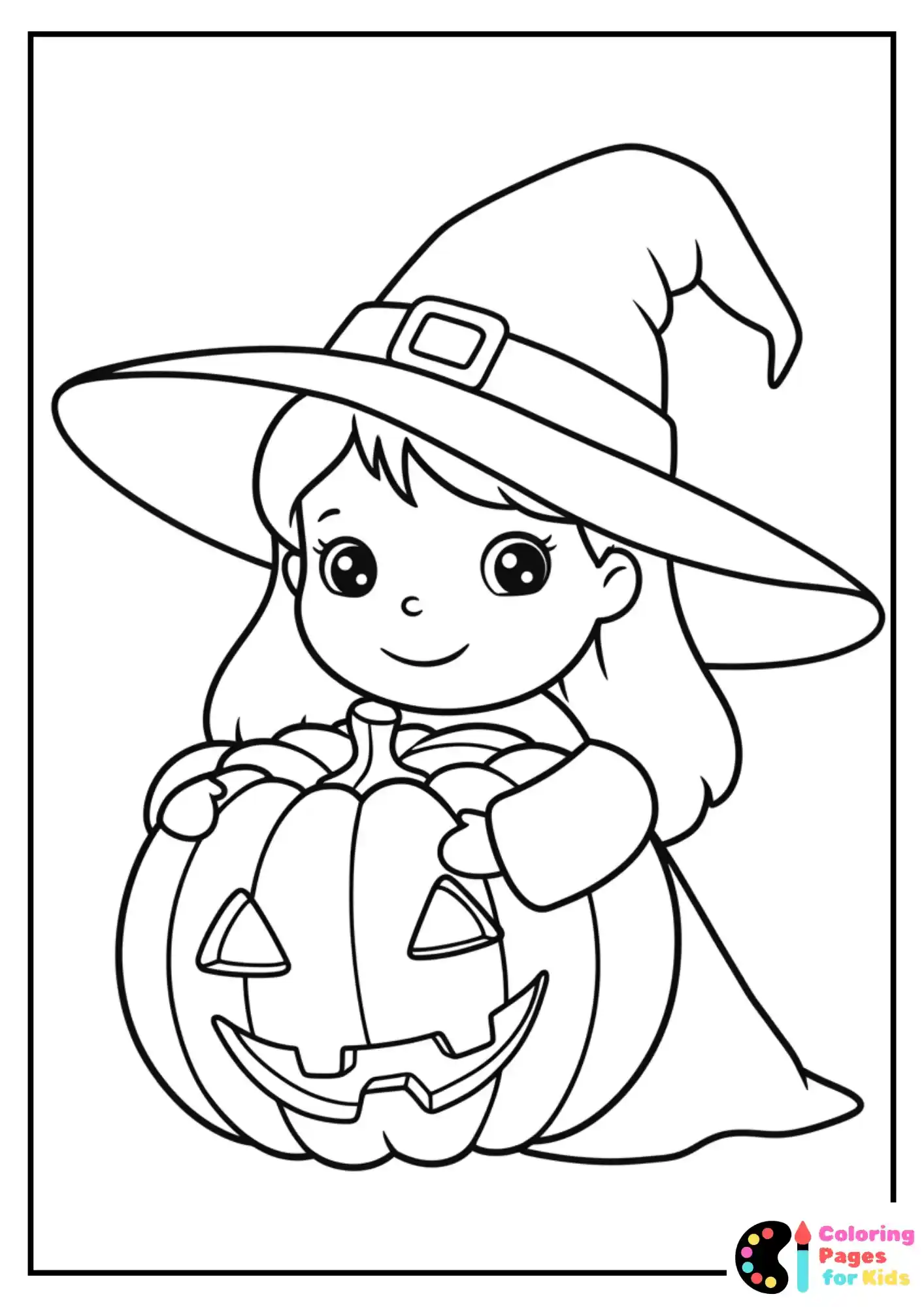 witch hugging jack o lantern coloring page