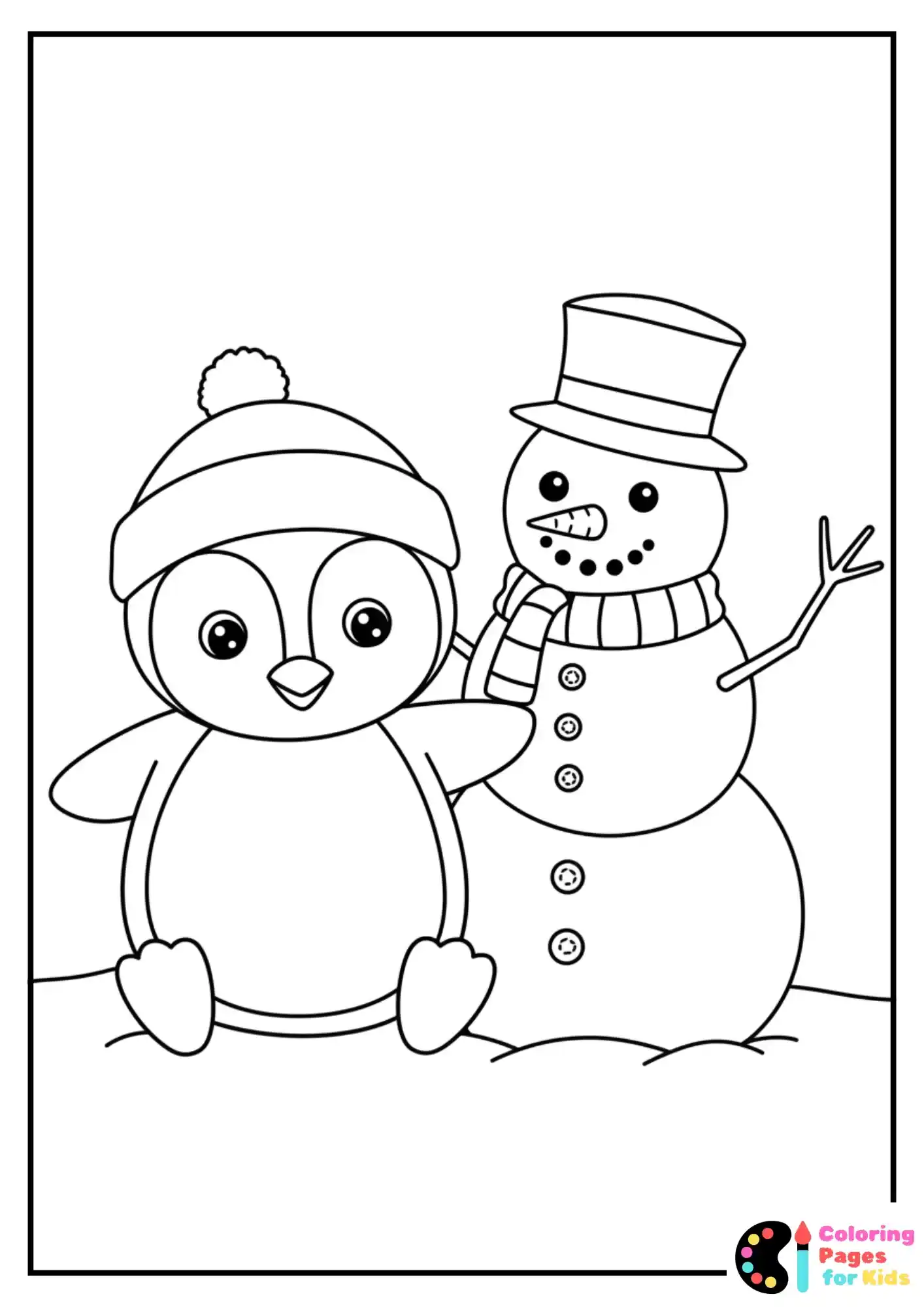 Christmas Coloring Pages for Kids (Free PDF Printable) 24 Cute Penguin and Snowman Coloring Picture for Kids