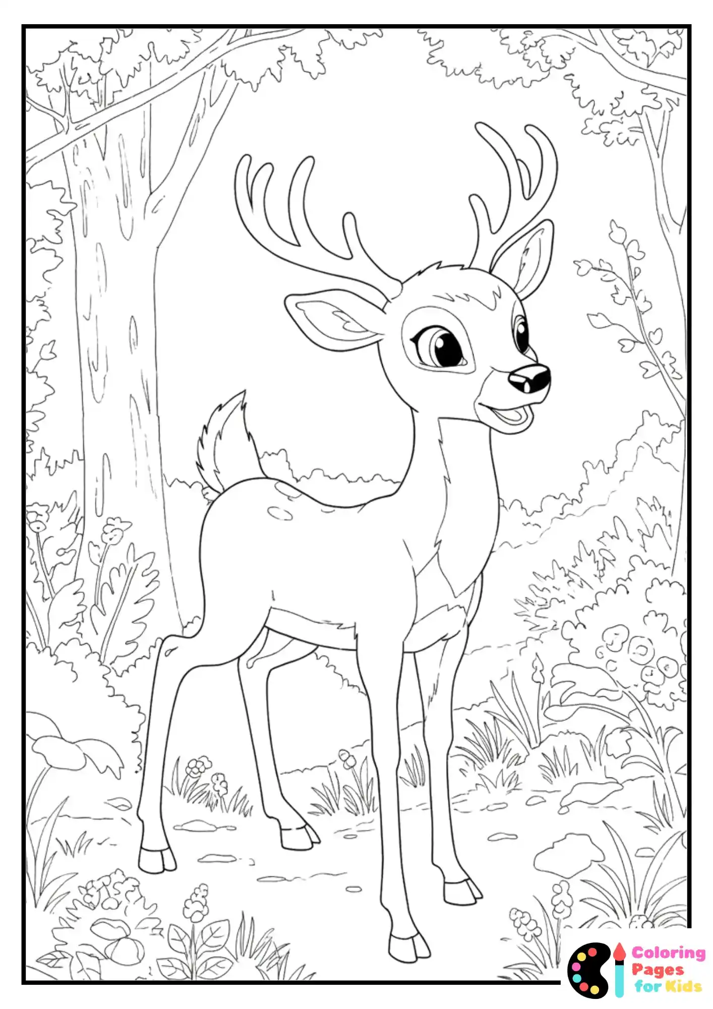 Christmas Coloring Pages for Kids (Free PDF Printable) 23 Cute Rudolph with Big Antlers Coloring Picture for Kids