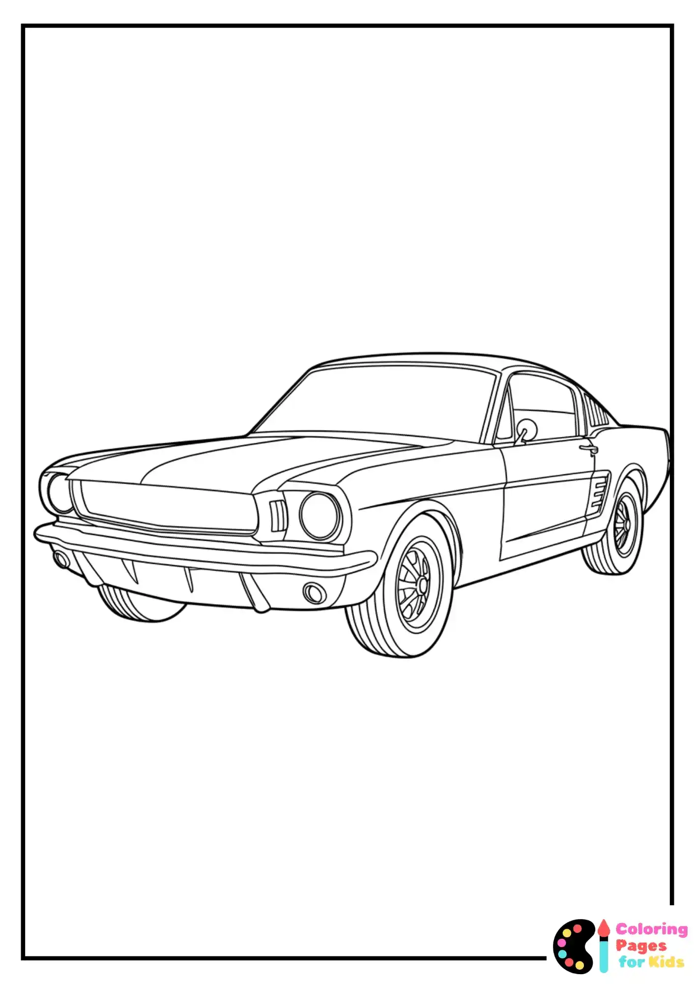 Easy Ford Mustang Car Coloring Page