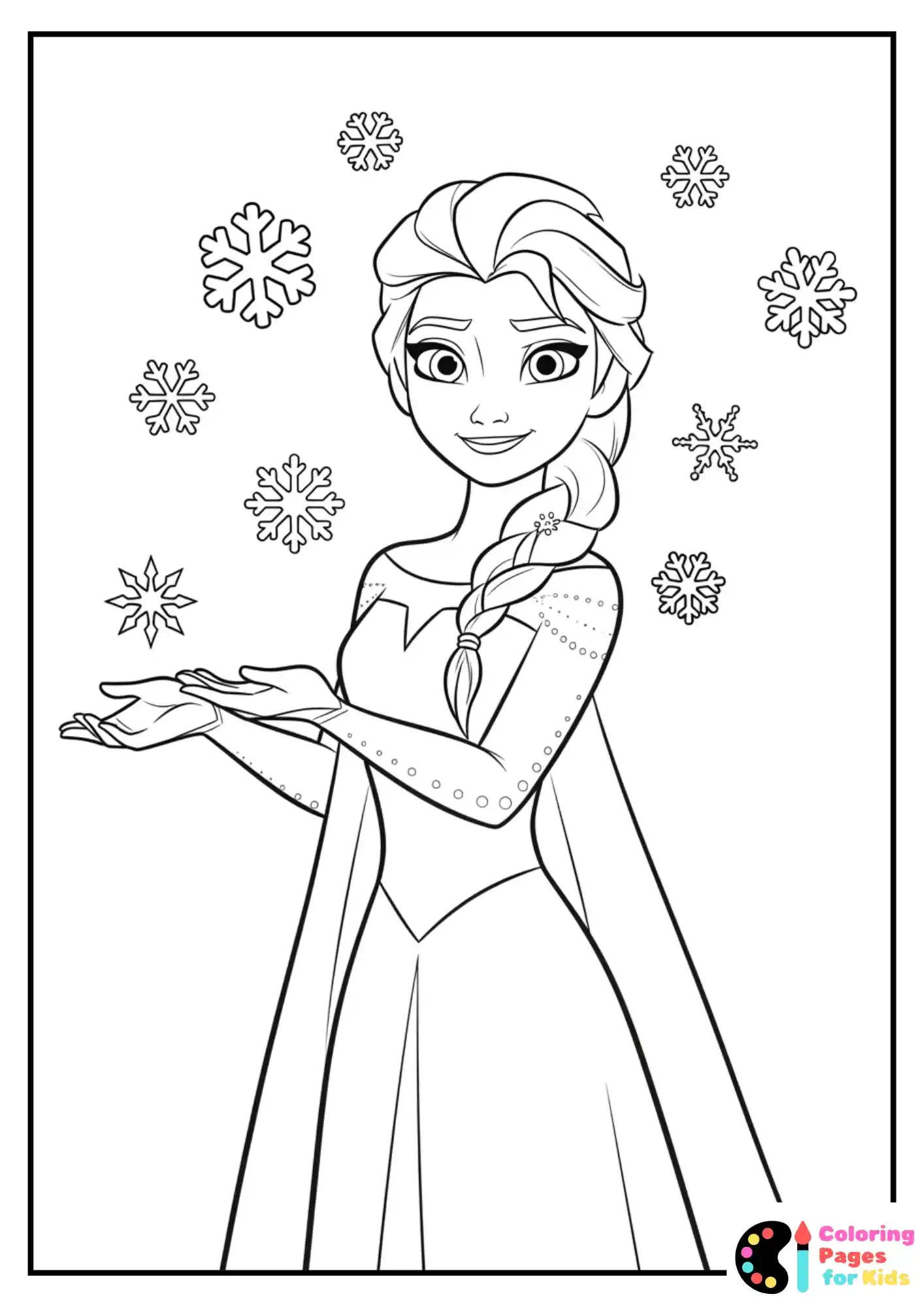 Frozen Coloring Pages for Kids (Free PDF Printable) 13 Elsa Making Snowflakes Float in the Air Coloring Page
