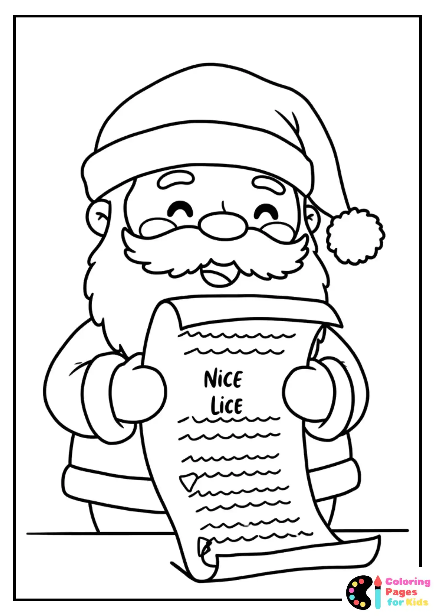 Christmas Coloring Pages for Kids (Free PDF Printable) 17 Jolly Santa Reading His Naughty or Nice List Coloring Page