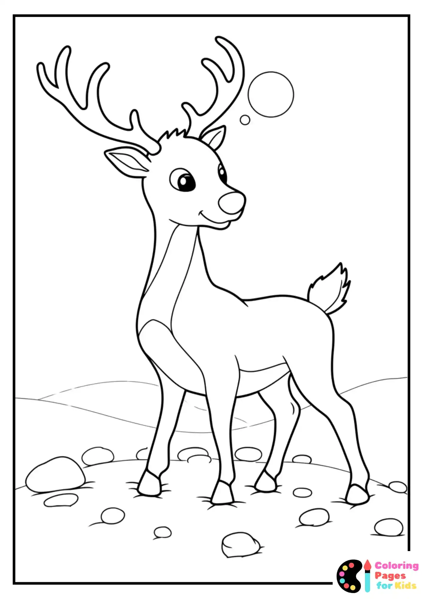 Christmas Coloring Pages for Kids (Free PDF Printable) 11 Rudolph Walking Through the Forest Coloring Page