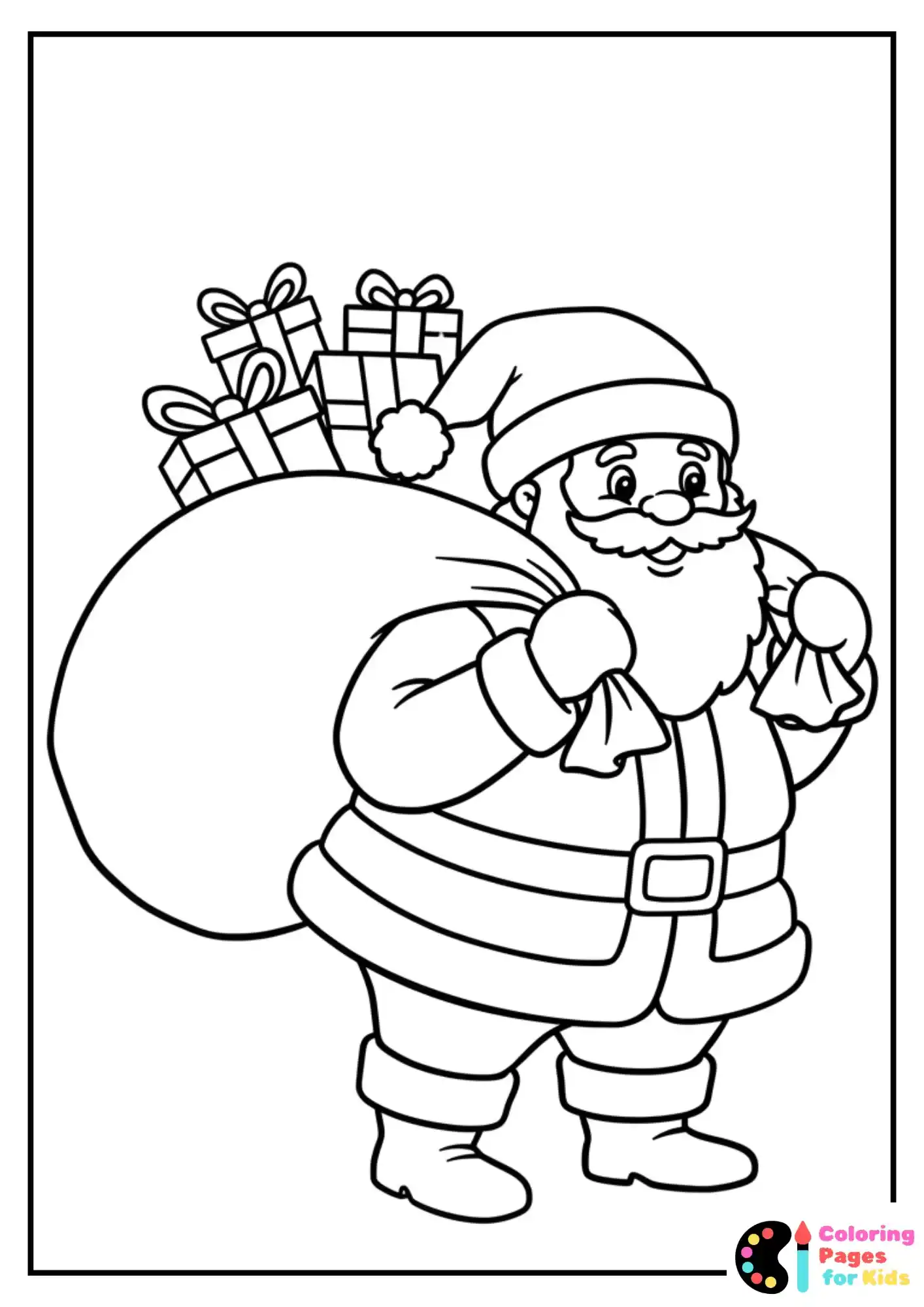 Christmas Coloring Pages for Kids (Free PDF Printable) 10 Santa Carrying Gifts Coloring Page for Children