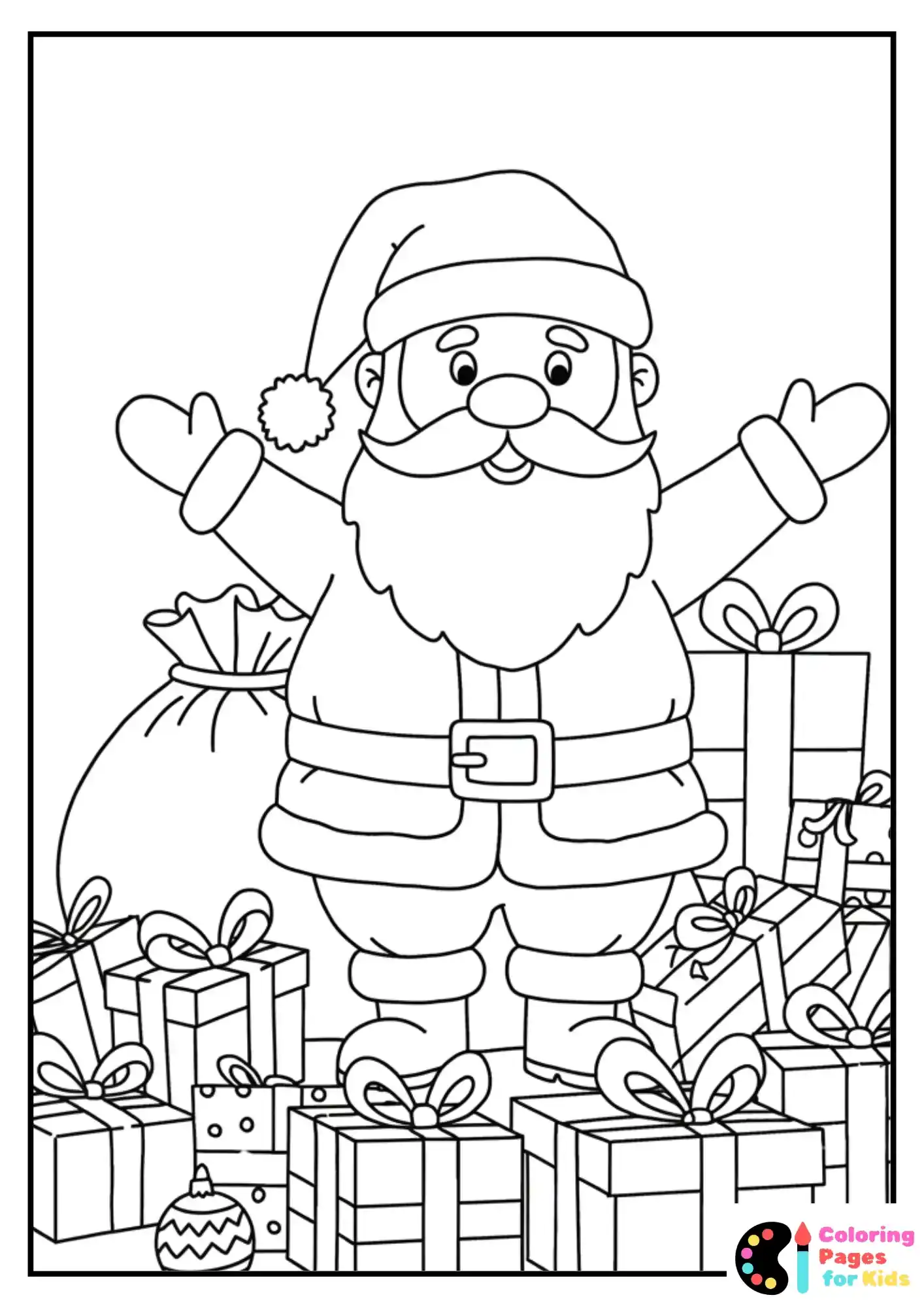Christmas Coloring Pages for Kids (Free PDF Printable) 8 Santa Wrapping Christmas Presents Coloring Picture