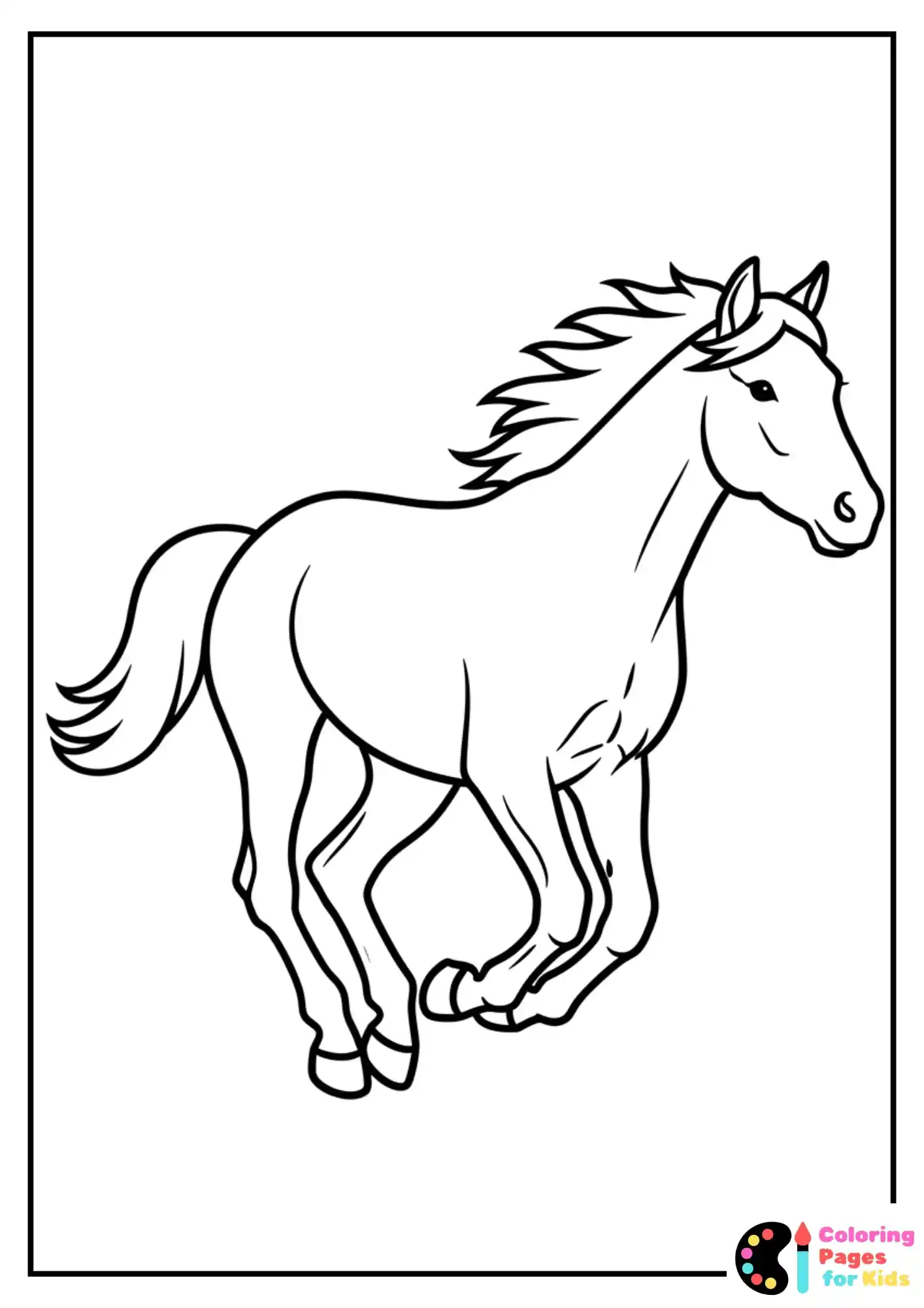 Simple Running Horse Coloring Page