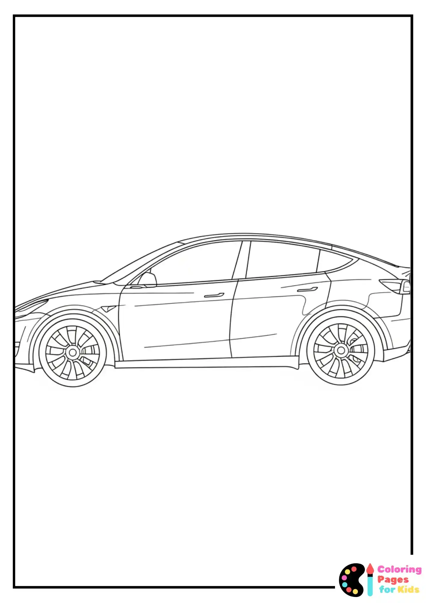 Tesla Model Y Electric Car Coloring Page