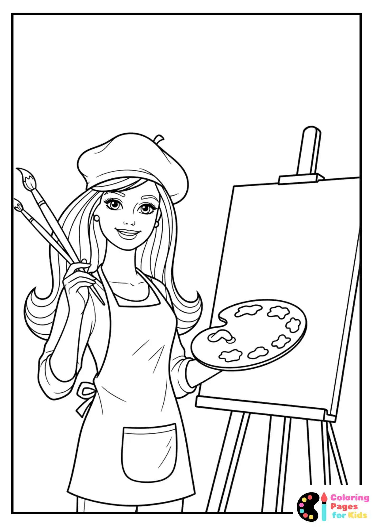 artist barbie coloring page