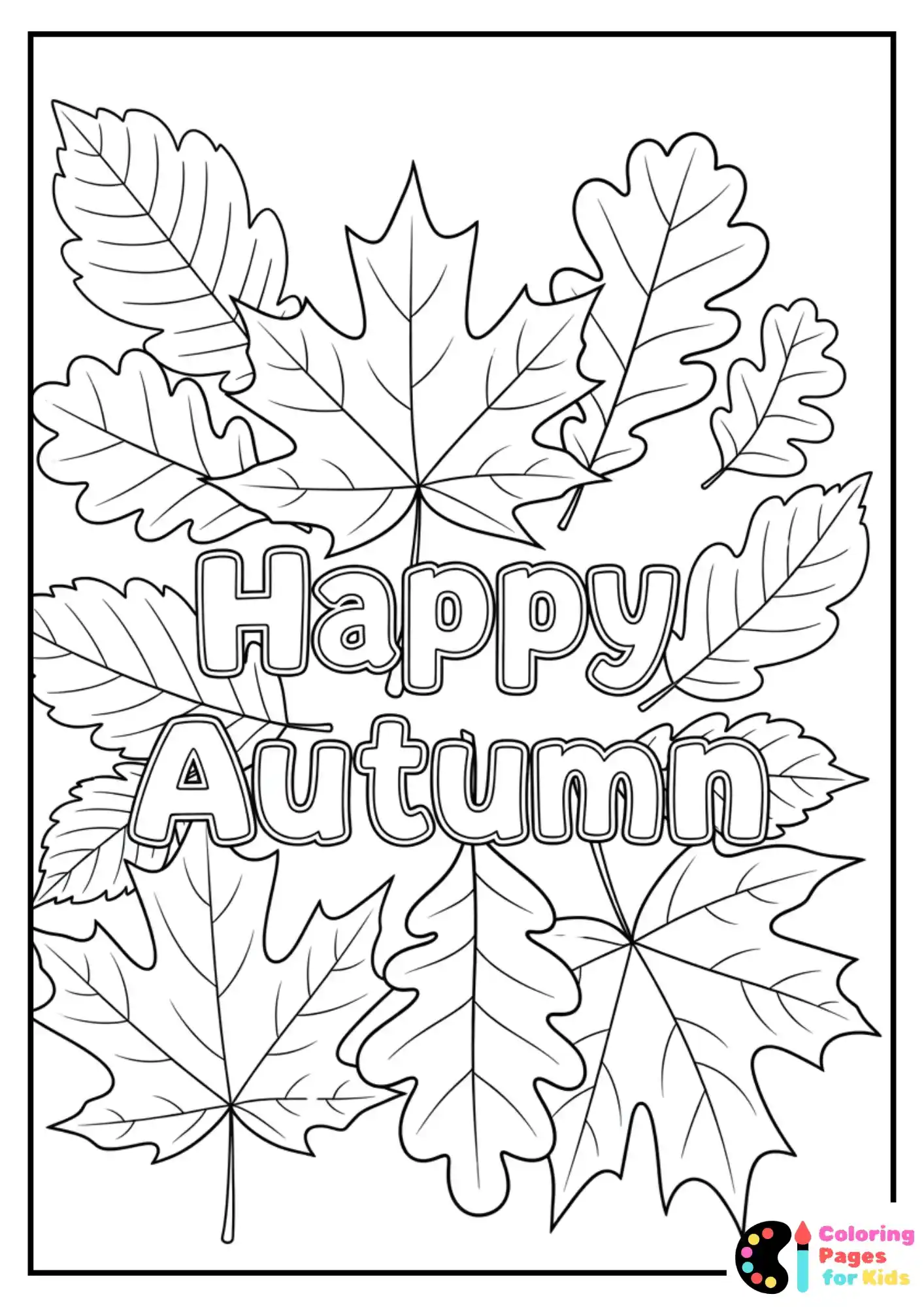 autumn greeting leaves coloring page