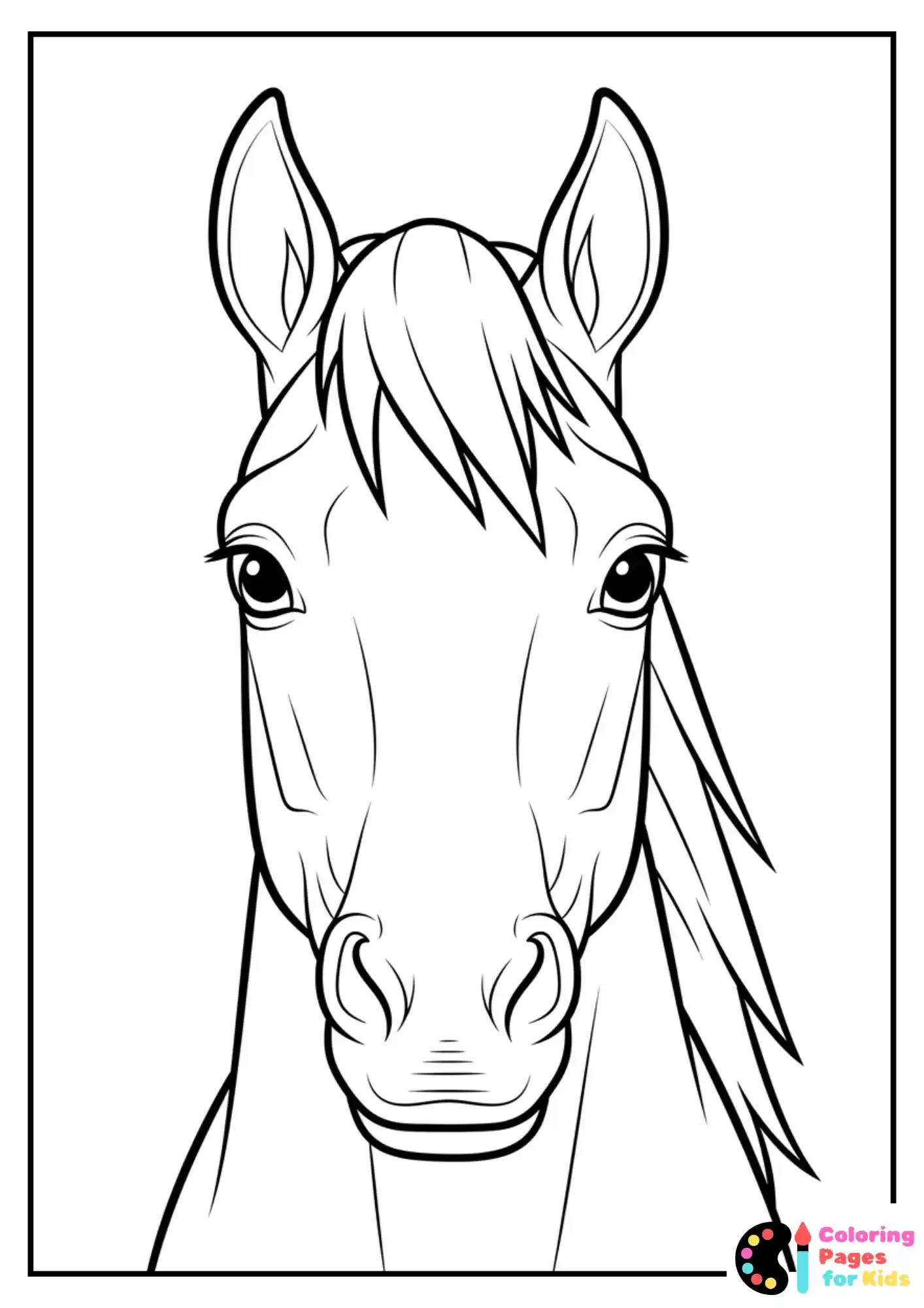 close up horse face coloring sheet
