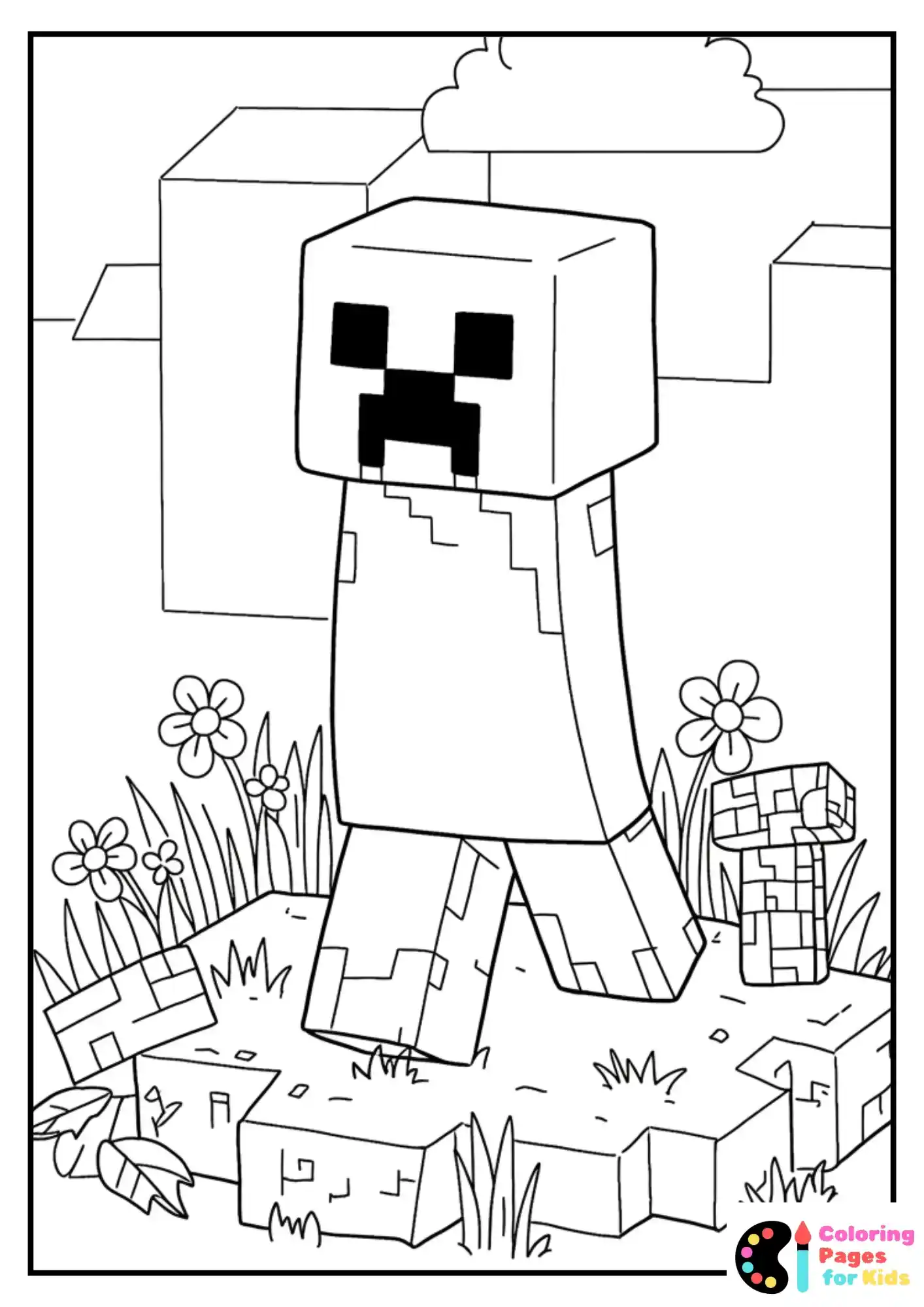 cute creeper minecraft coloring page
