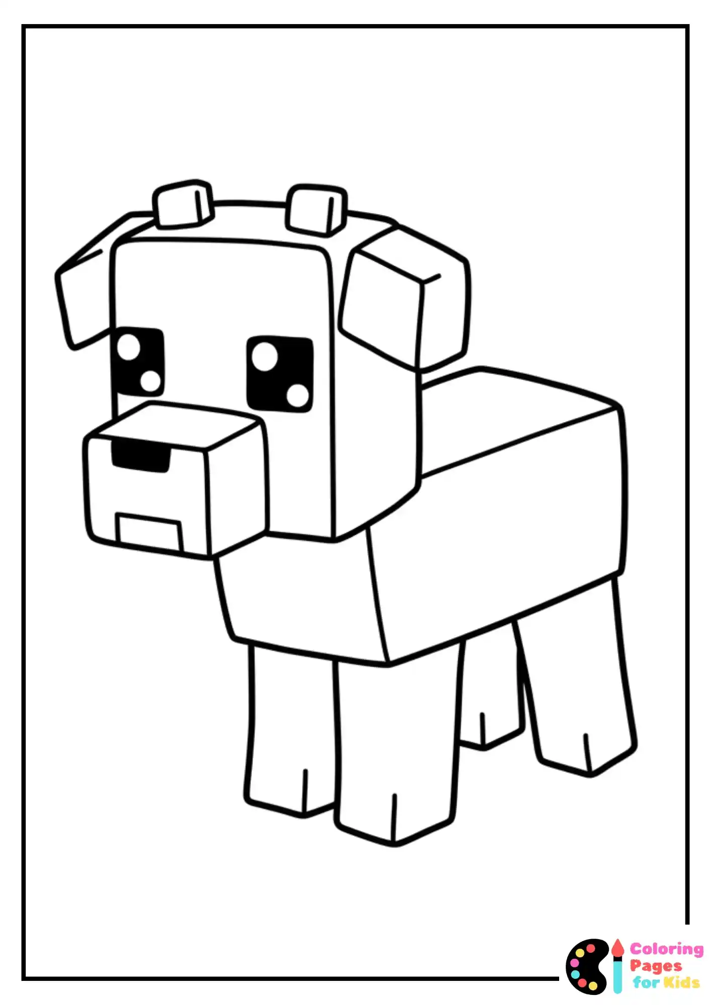 cute minecraft dog coloring page