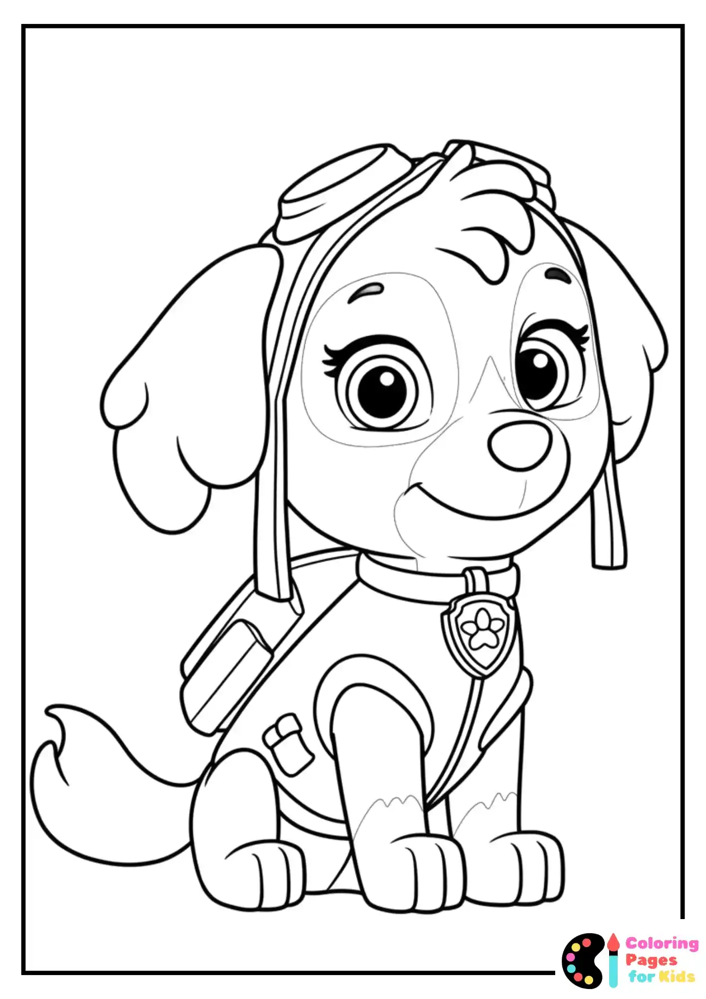 cute skye pup easy coloring sheet