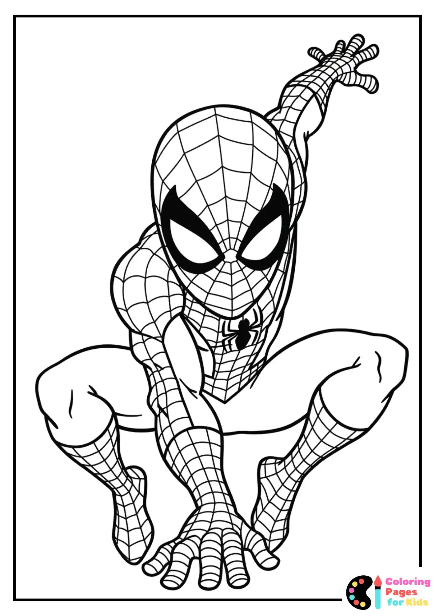 easy cartoon spider-man coloring sheet for kids
