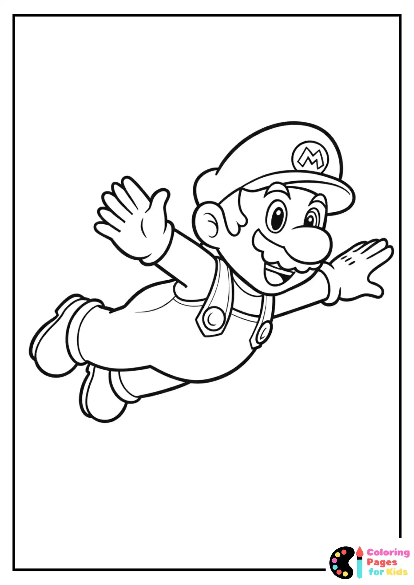 easy flying mario coloring for kids