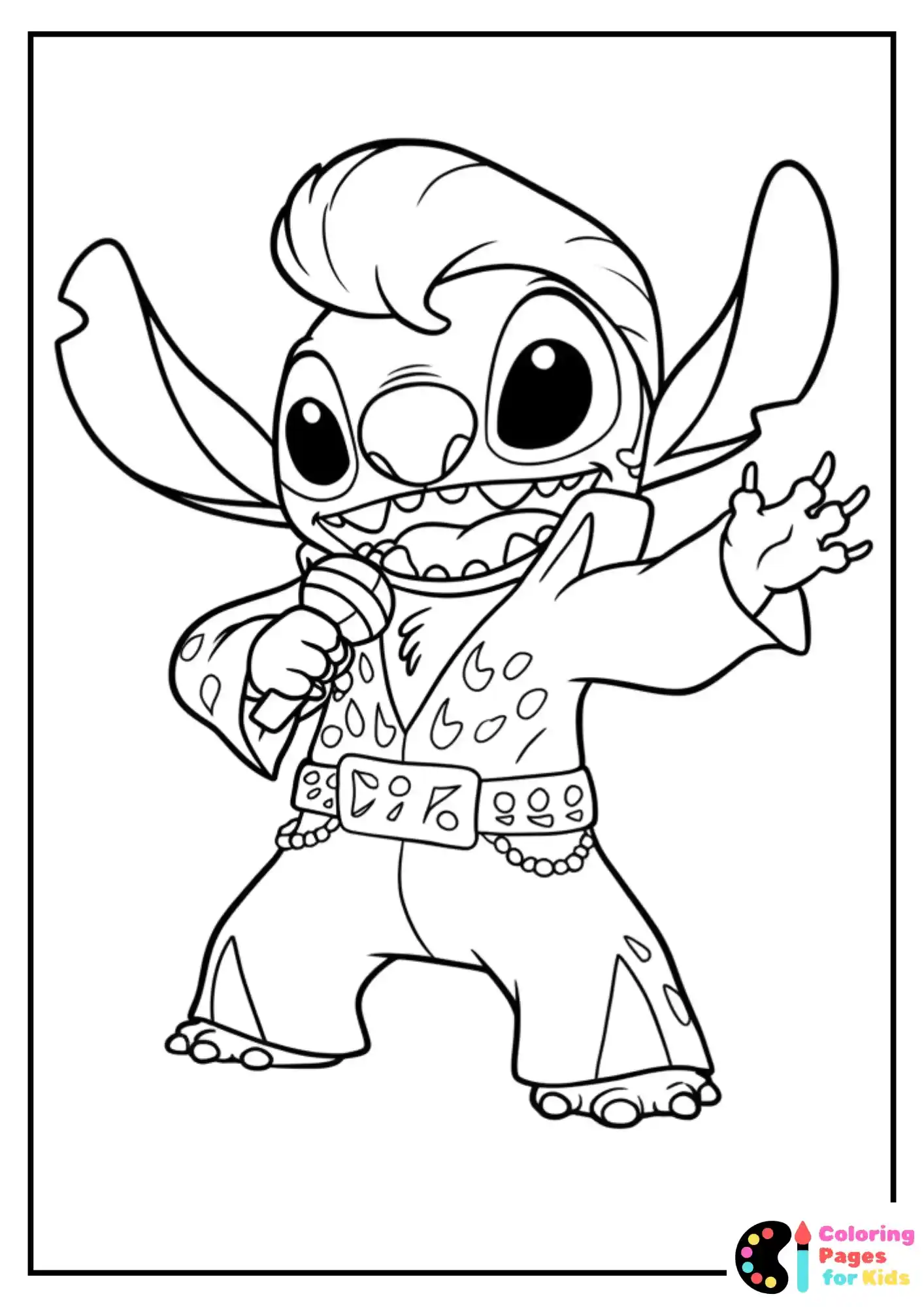 elvis stitch singing coloring sheet
