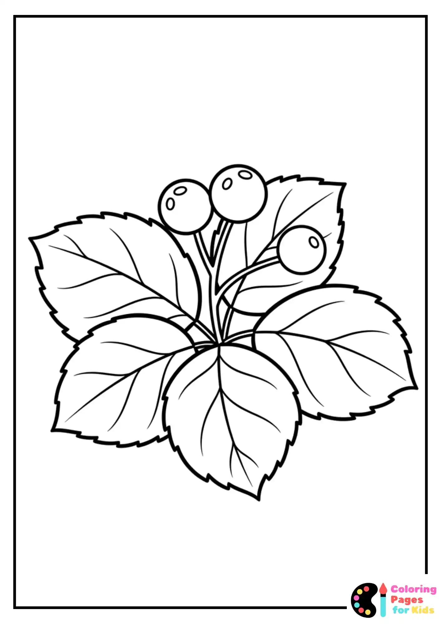 fall leaves and berries coloring page