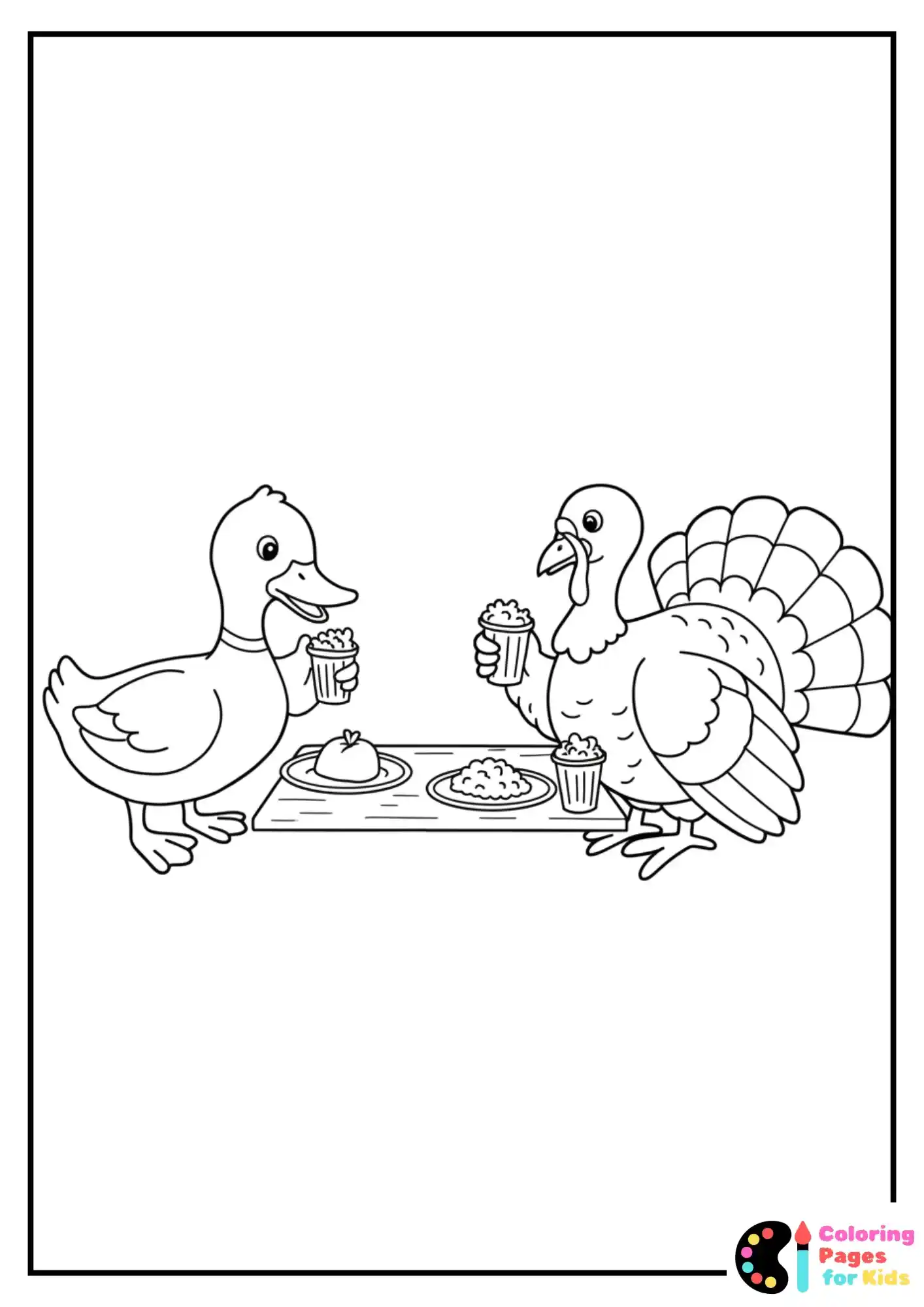 farm animals thanksgiving feast coloring sheet
