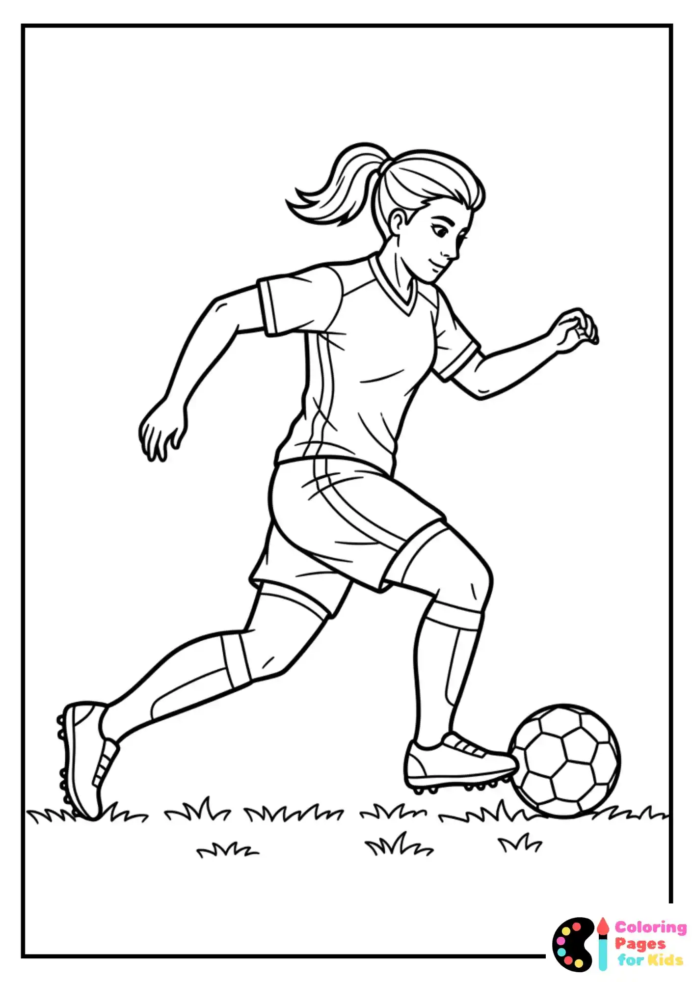 female football player coloring page for kids
