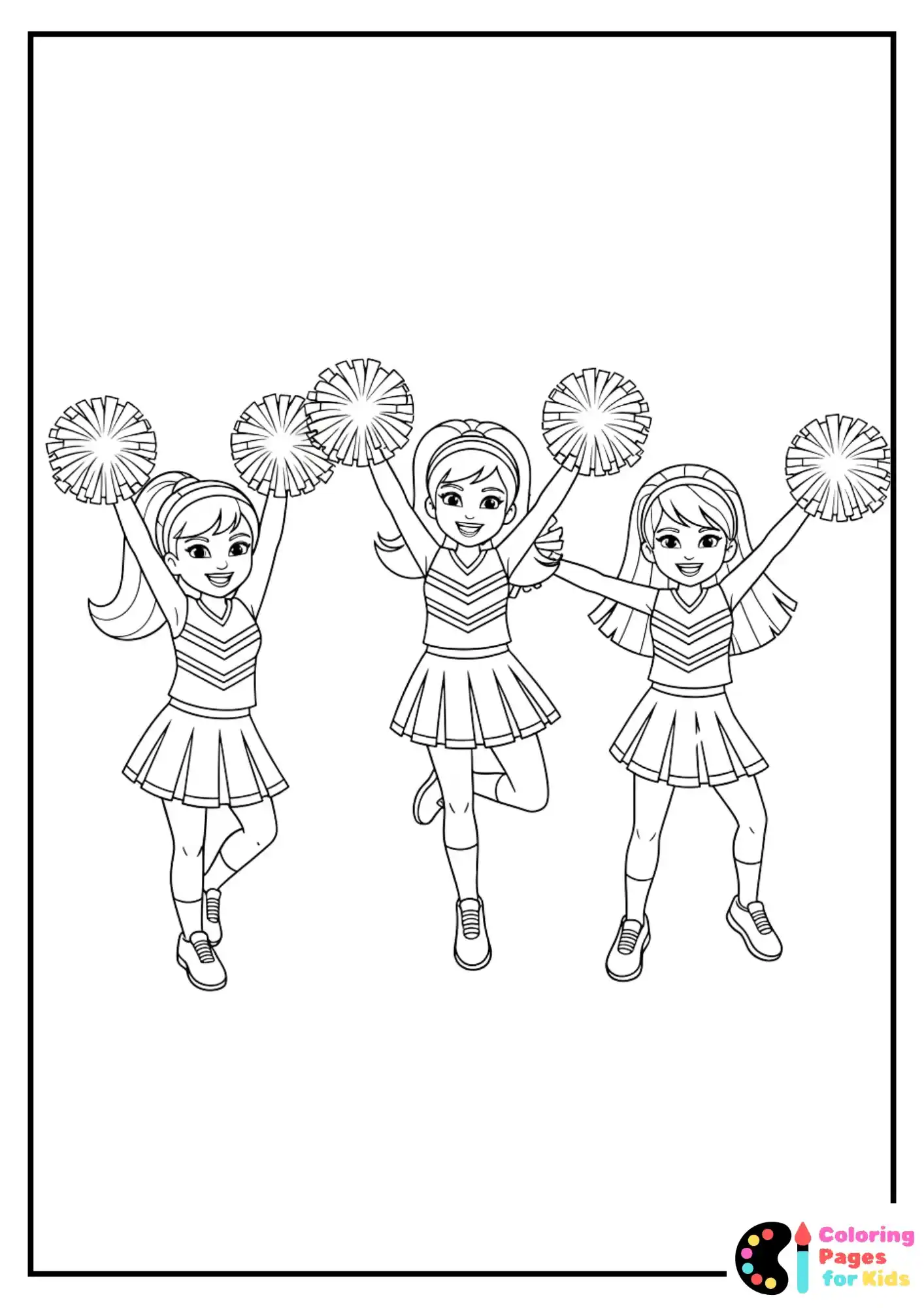 football cheerleaders coloring sheet