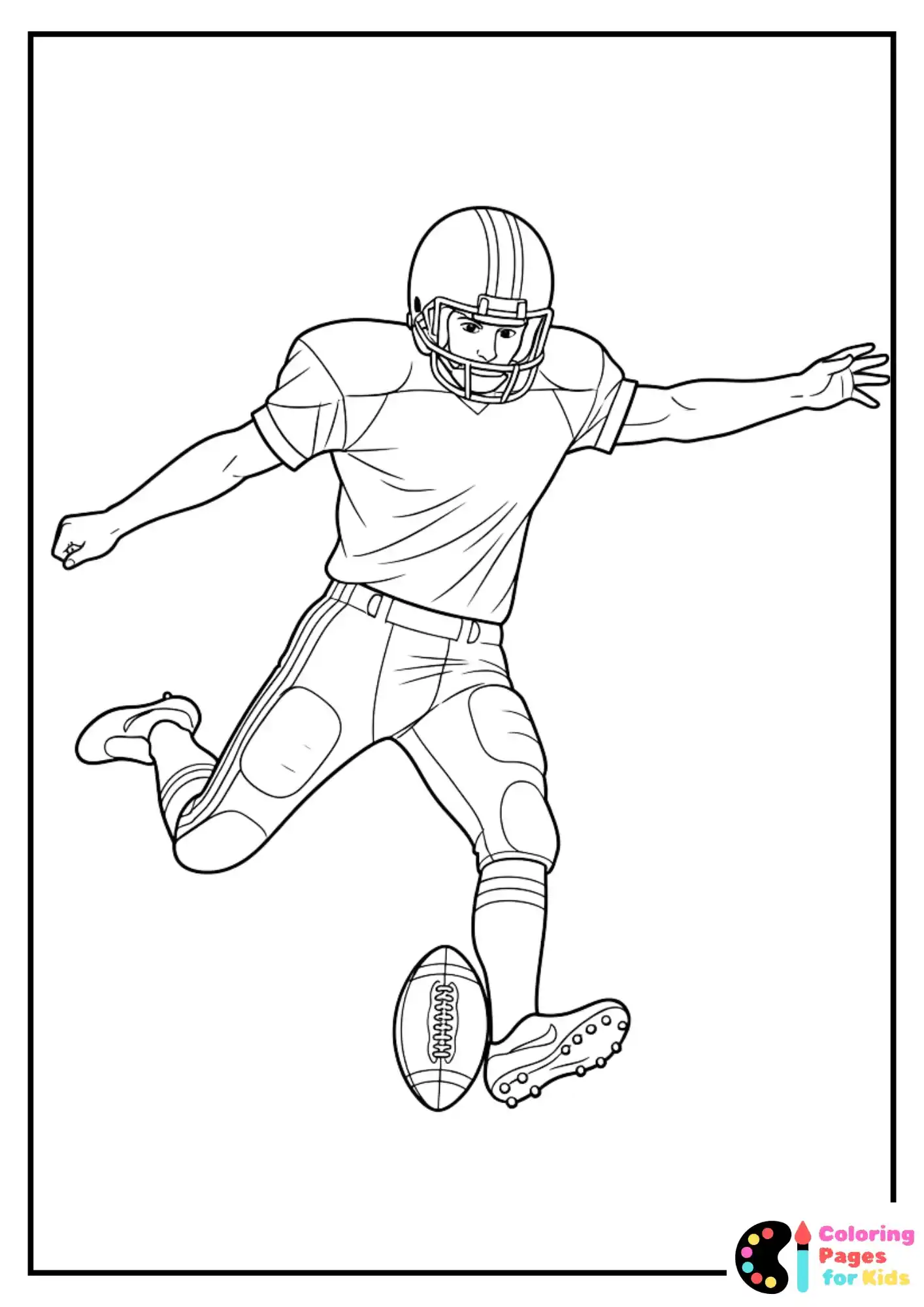 football player kicking ball coloring page