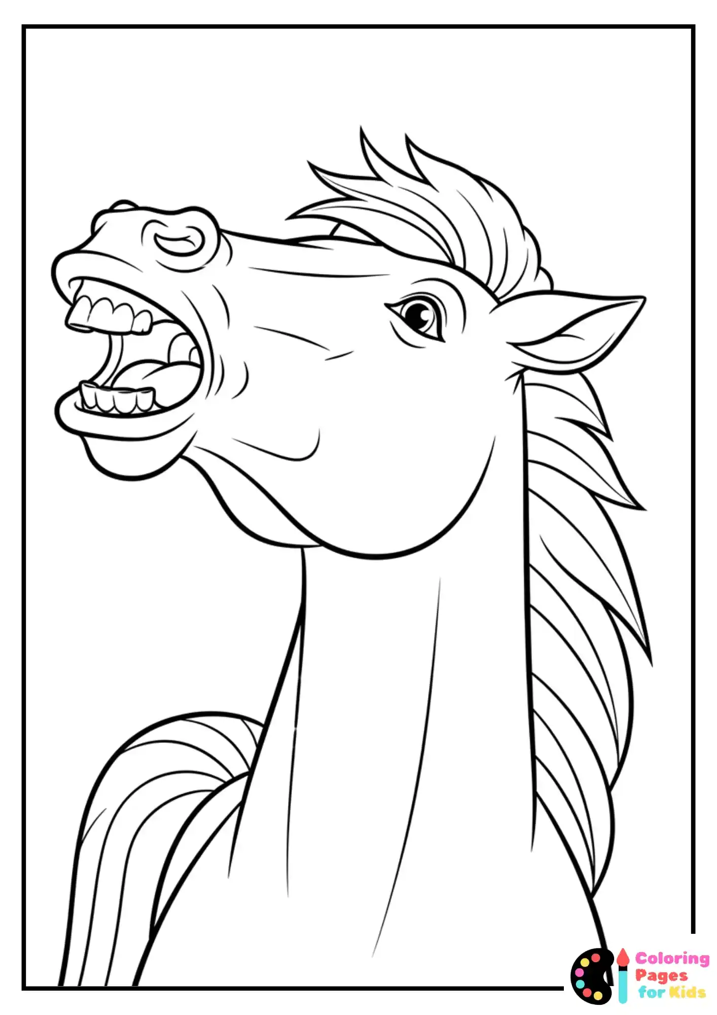 horse neighing coloring sheet for kids