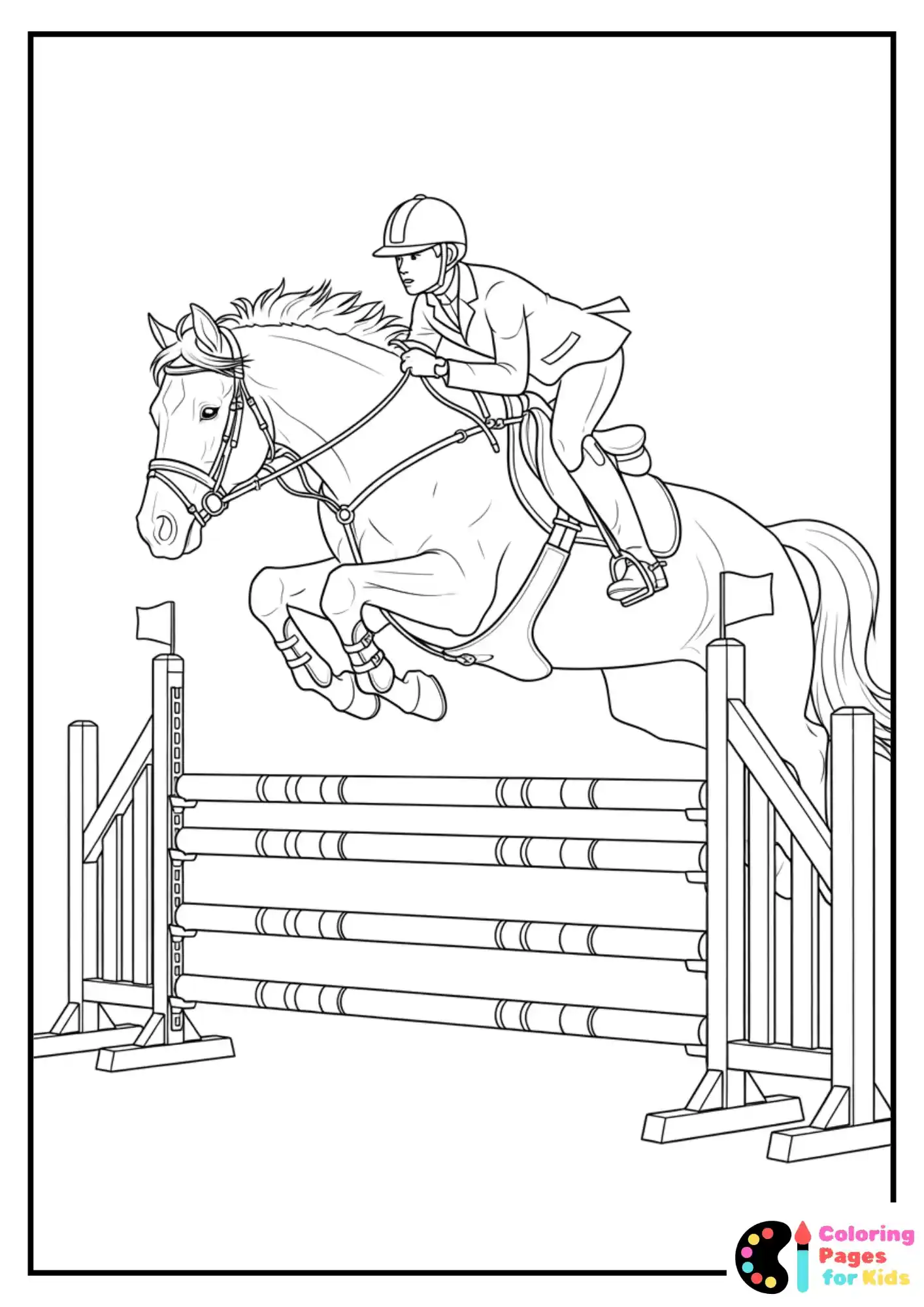 horse show jumping coloring page
