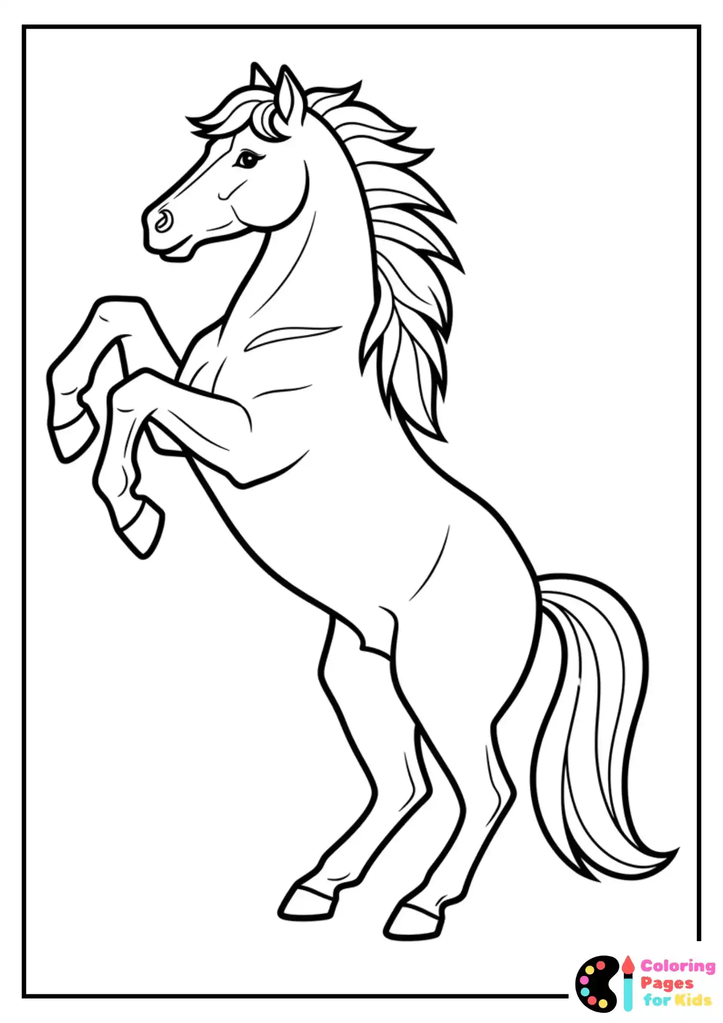 horse standing in field coloring sheet