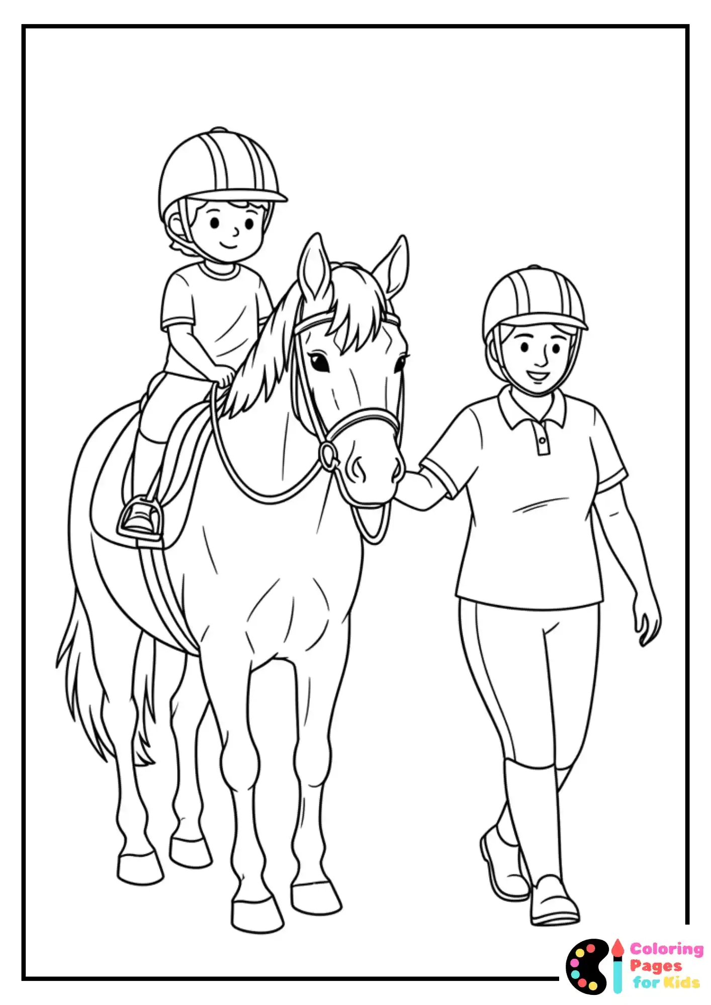 horse therapy ride coloring sheet