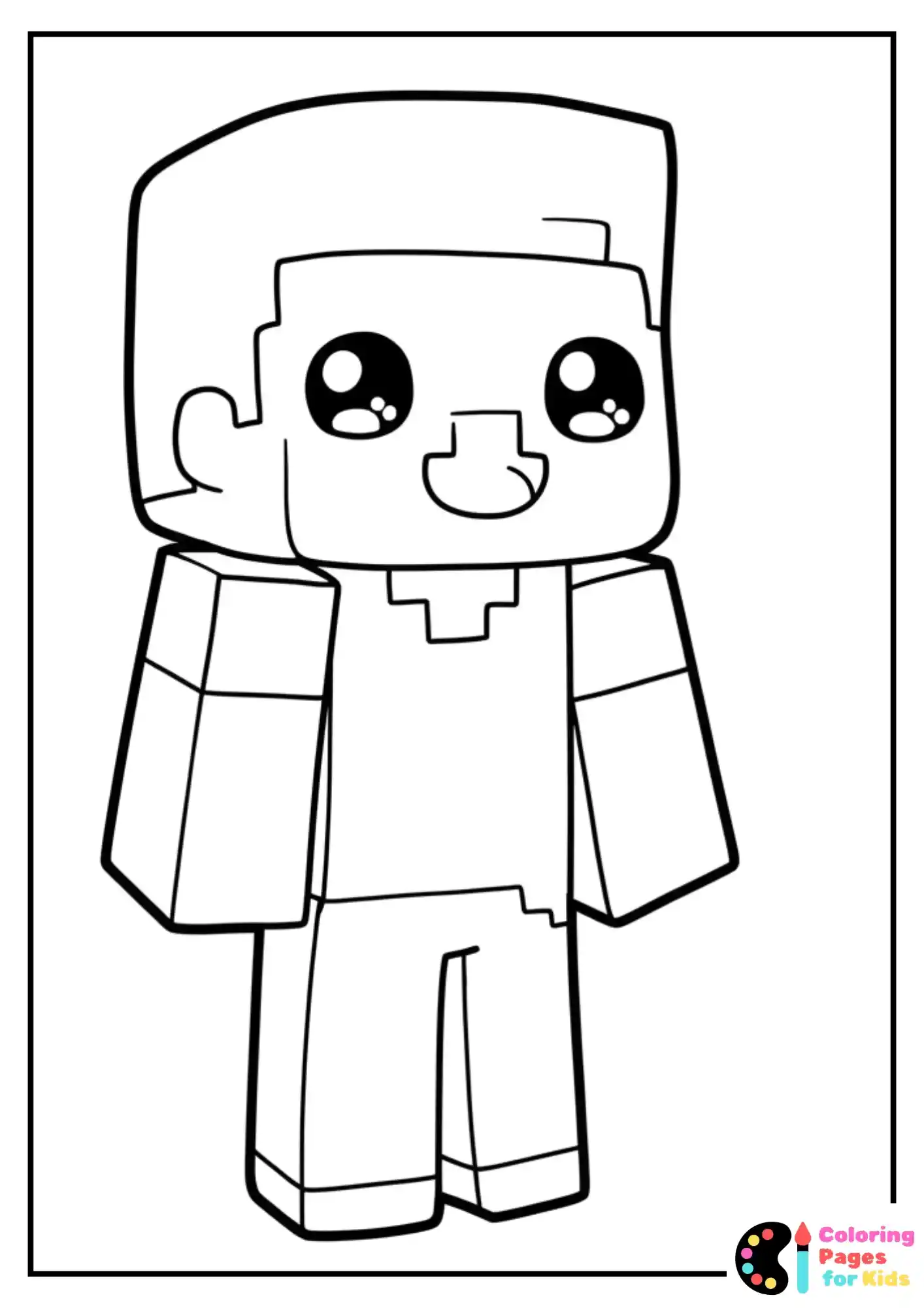 kawaii minecraft steve coloring sheet