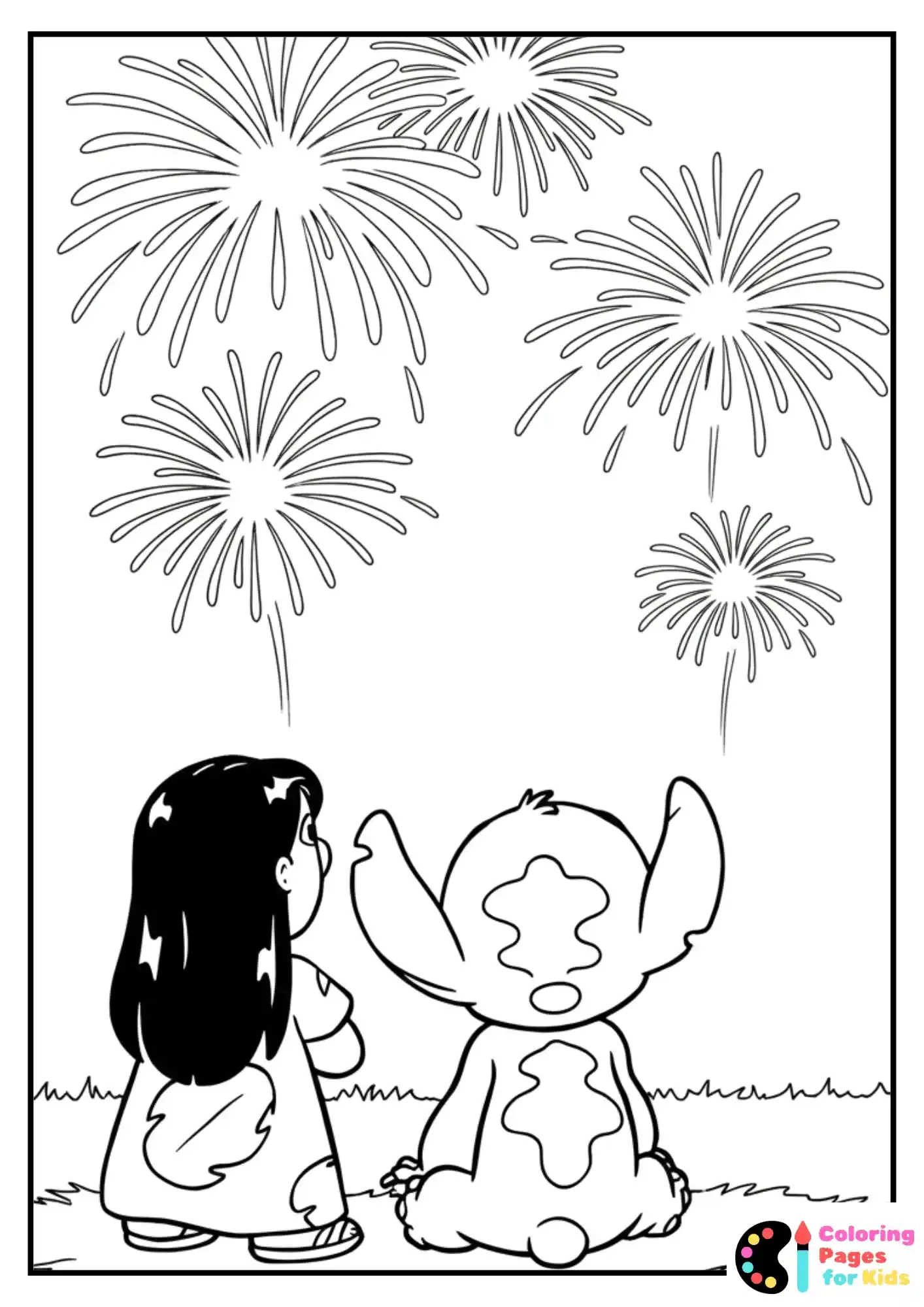 lilo and stitch fireworks coloring sheet