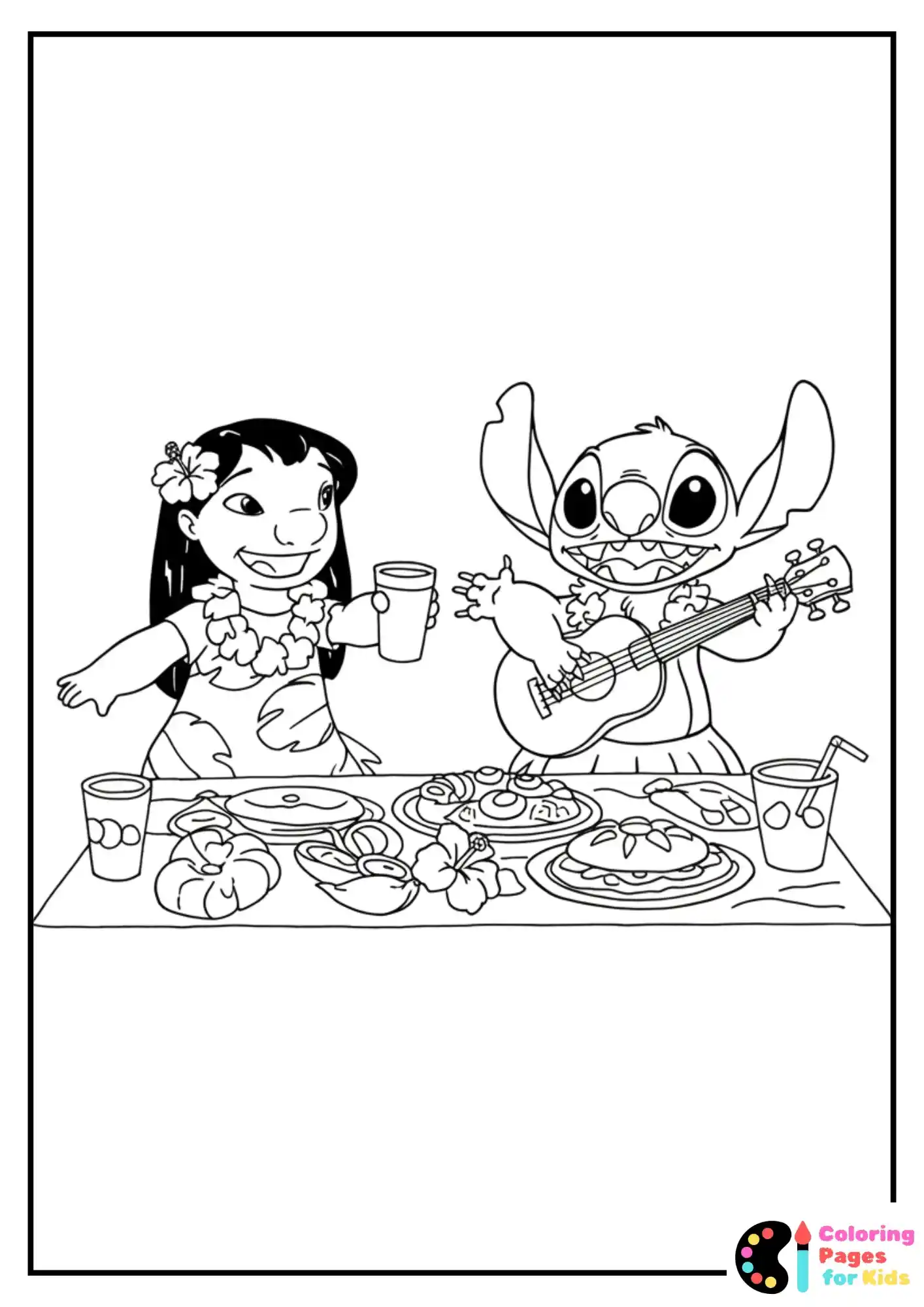 lilo and stitch luau coloring page