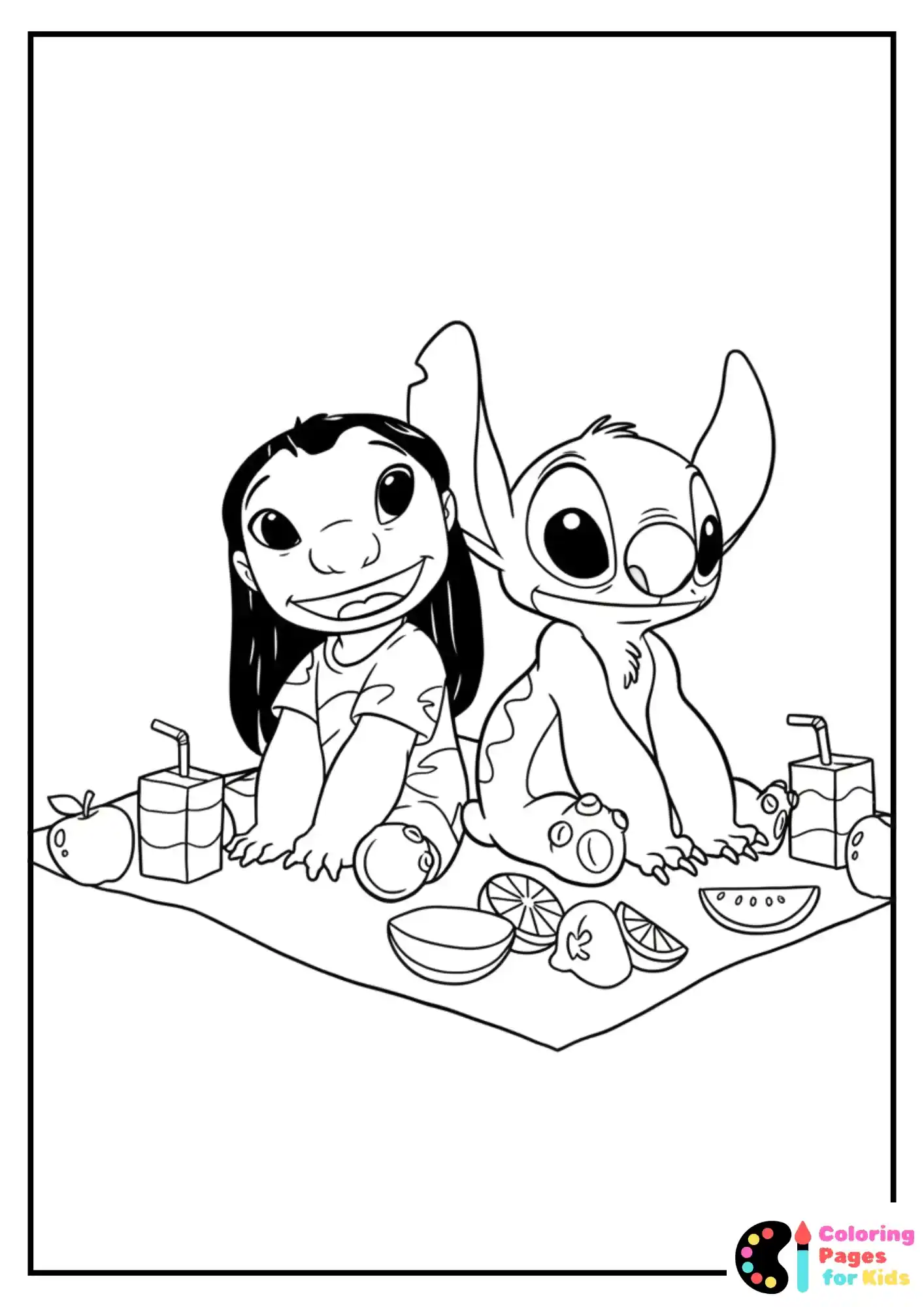 lilo and stitch picnic coloring page