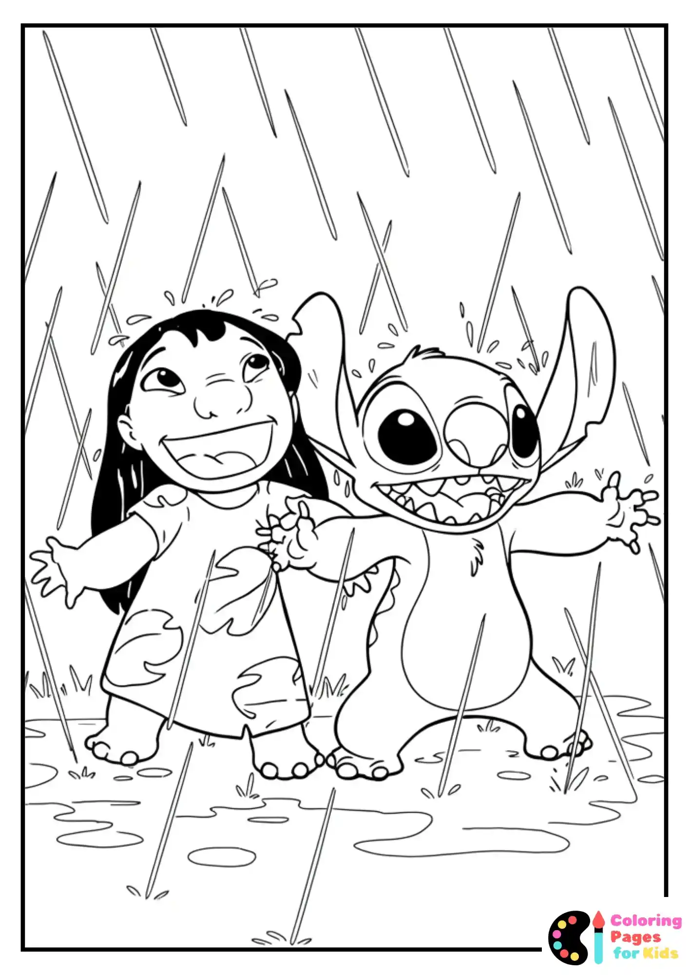 lilo and stitch rain fun coloring page