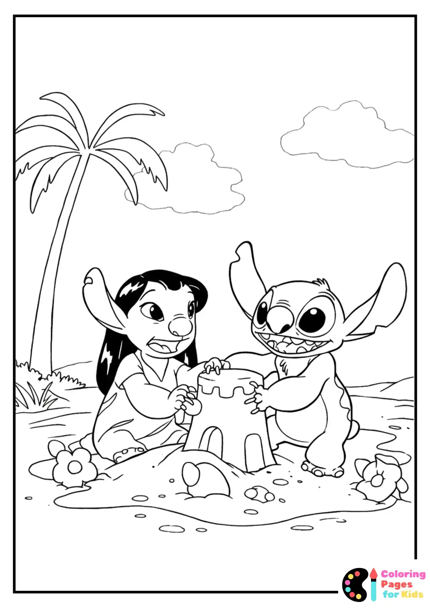 lilo and stitch sandcastle coloring sheet