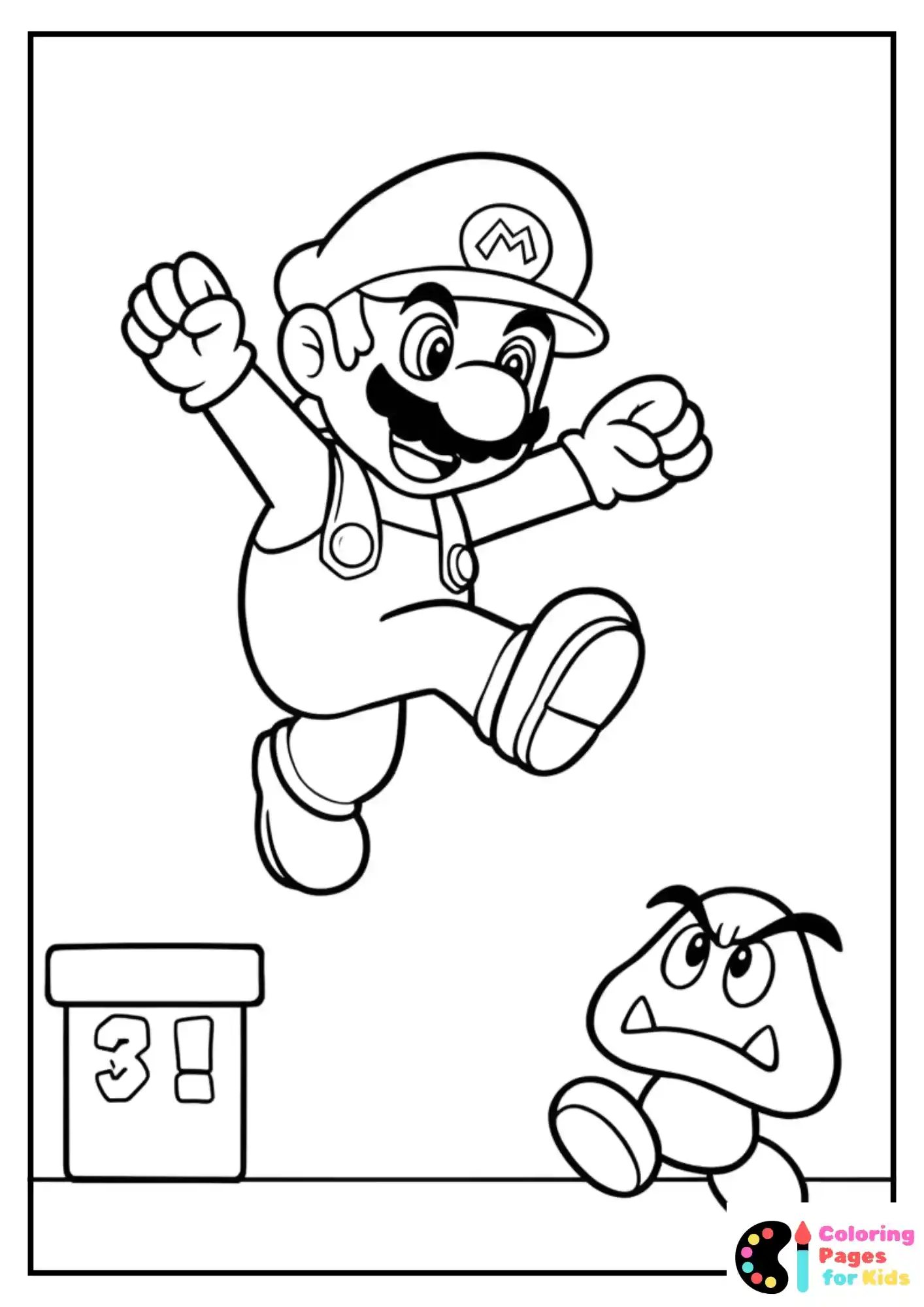 mario coloring page for kids
