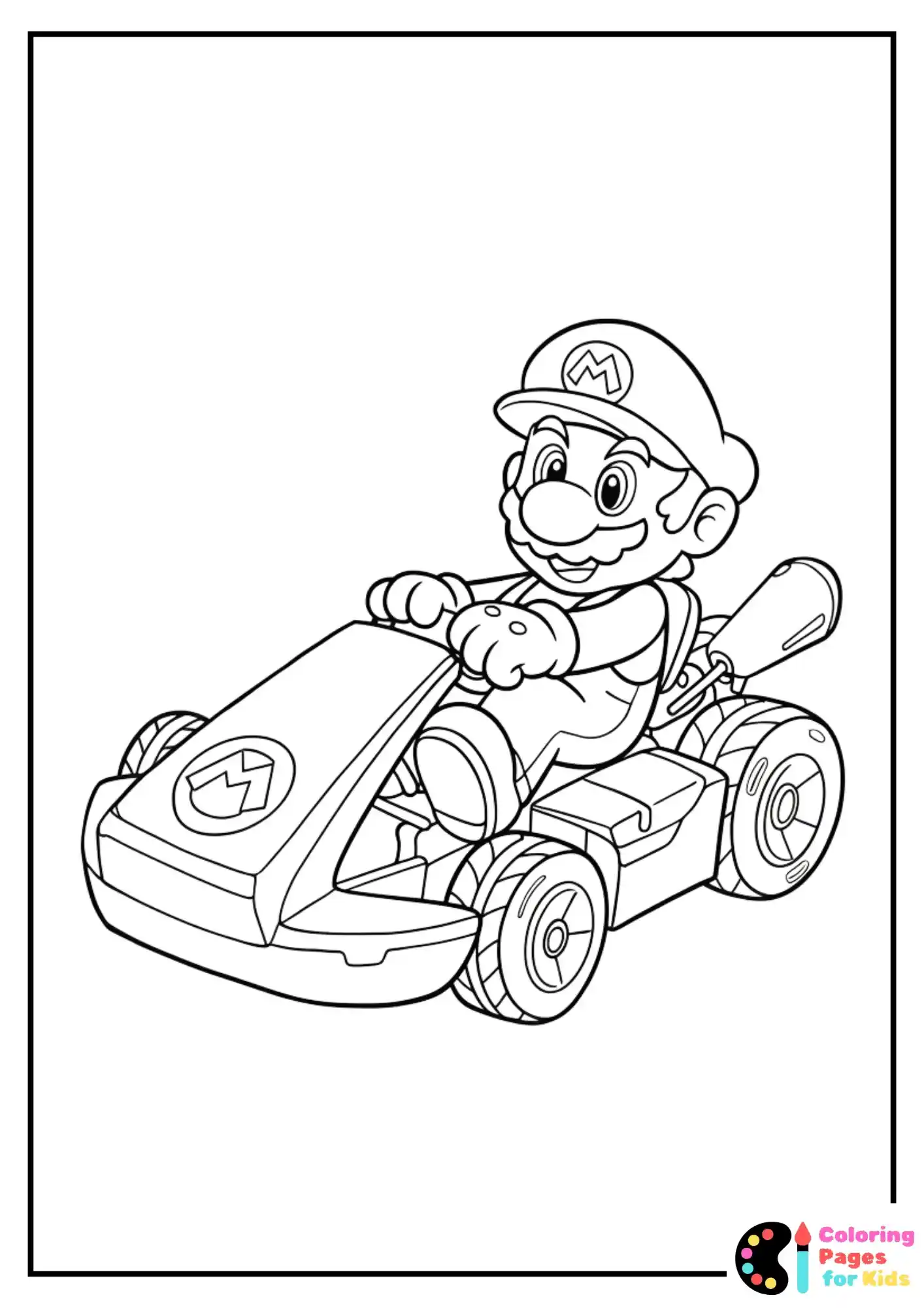 mario kart racing coloring sheet