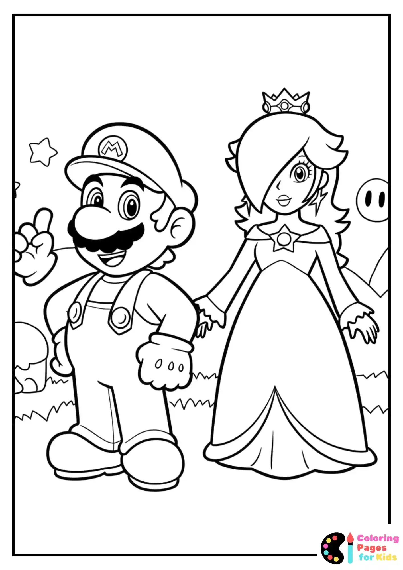 mario with rosalina coloring page