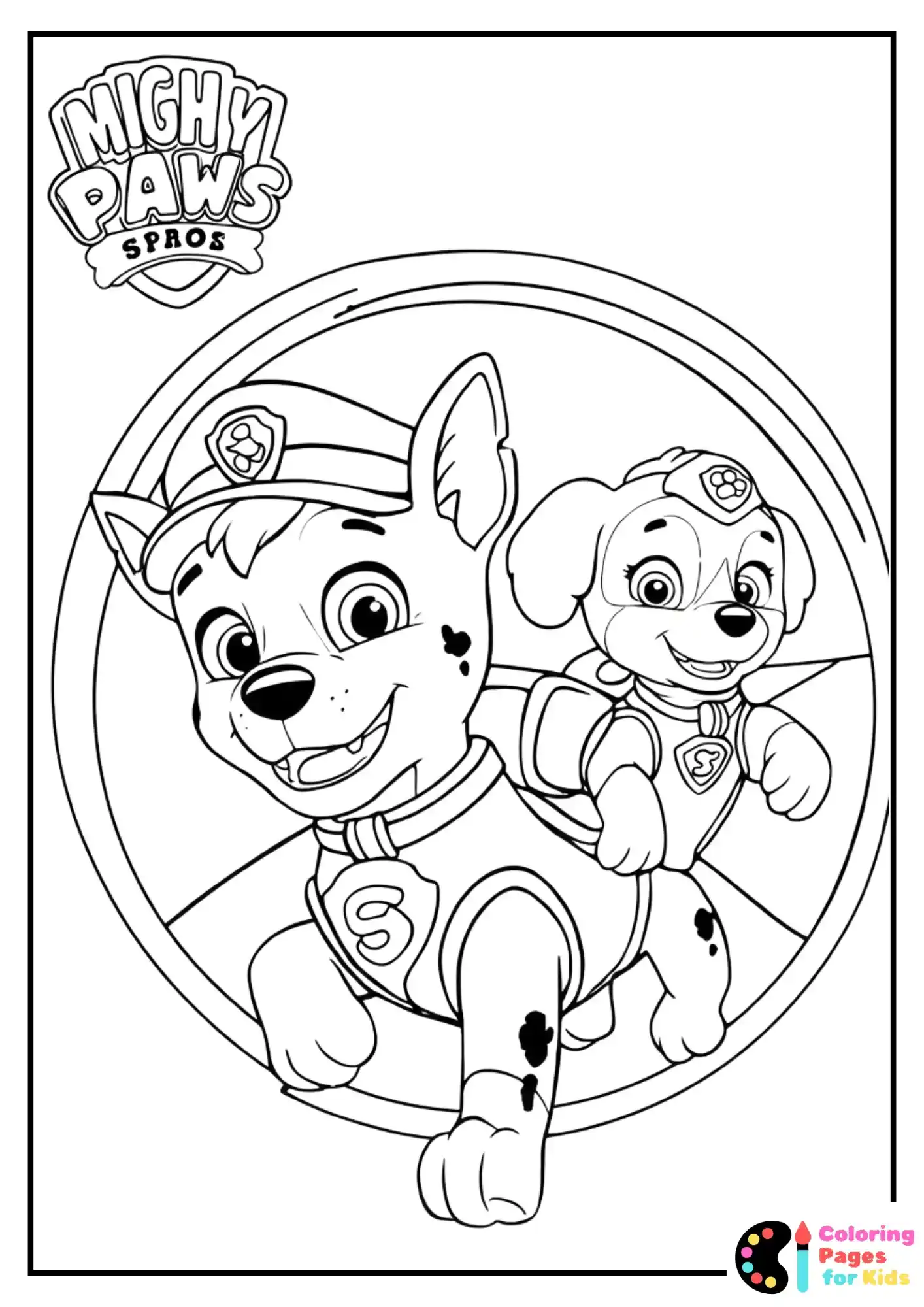 mighty pups super paws coloring page