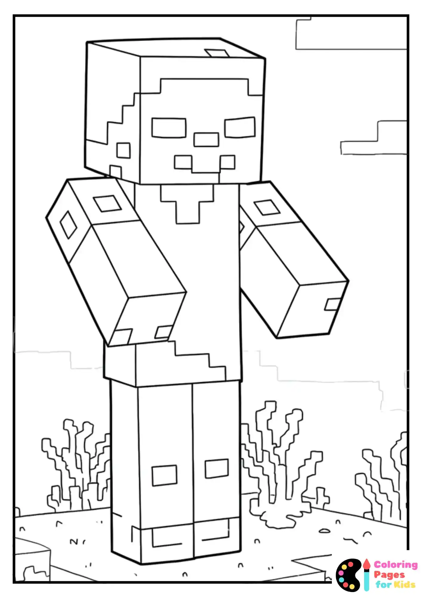 minecraft diamond sword outline coloring sheet