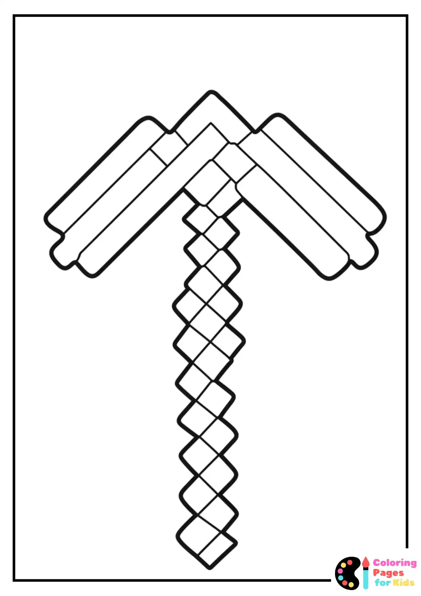 minecraft pickaxe coloring page